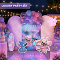 Blue Alien Party Decorations Set | Tropical Birthday Backdrop with Cutouts