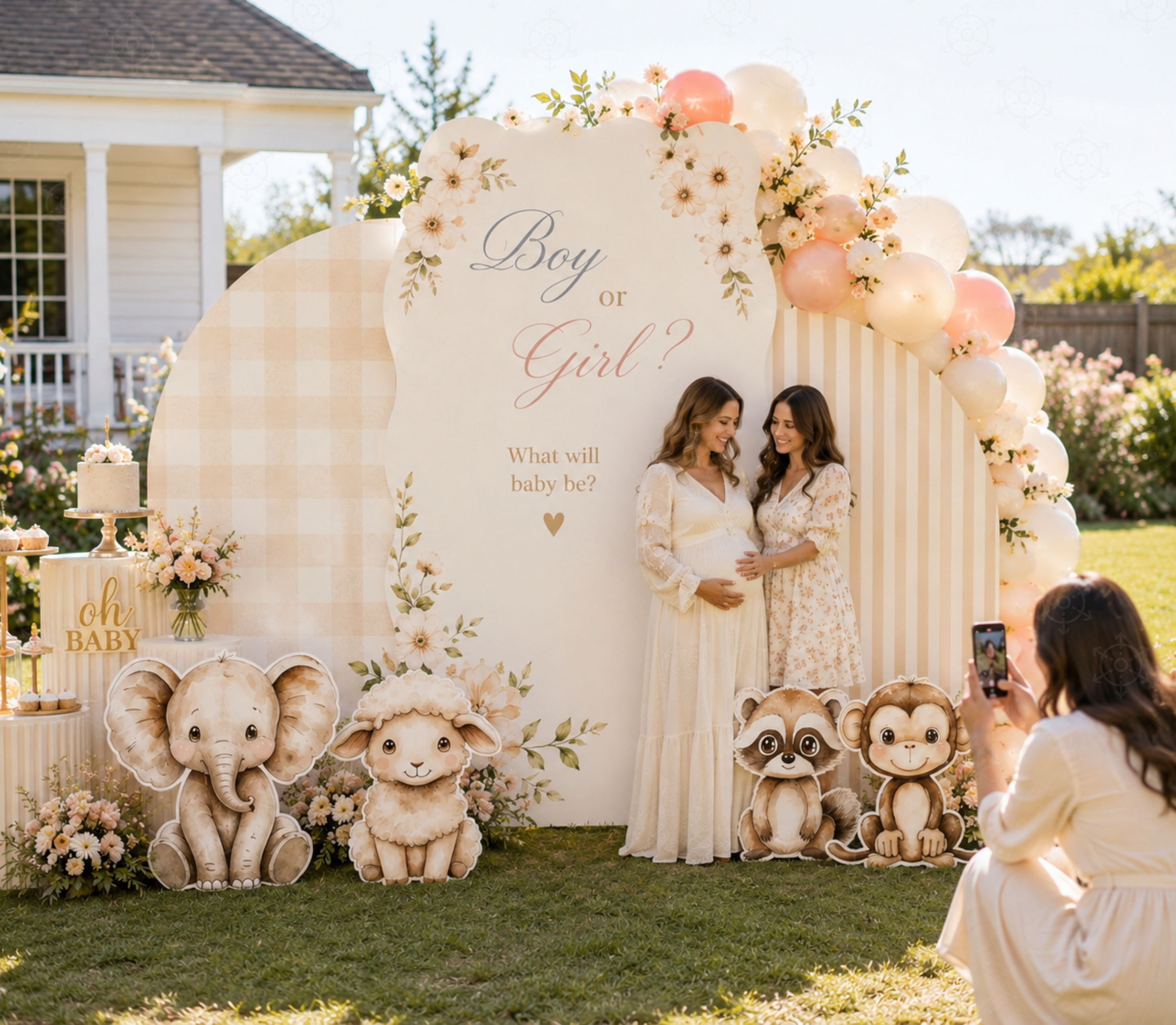 Personalized Little Animal Friends Backdrop & Cutouts | Neutral Baby Shower & First Birthday Decorations