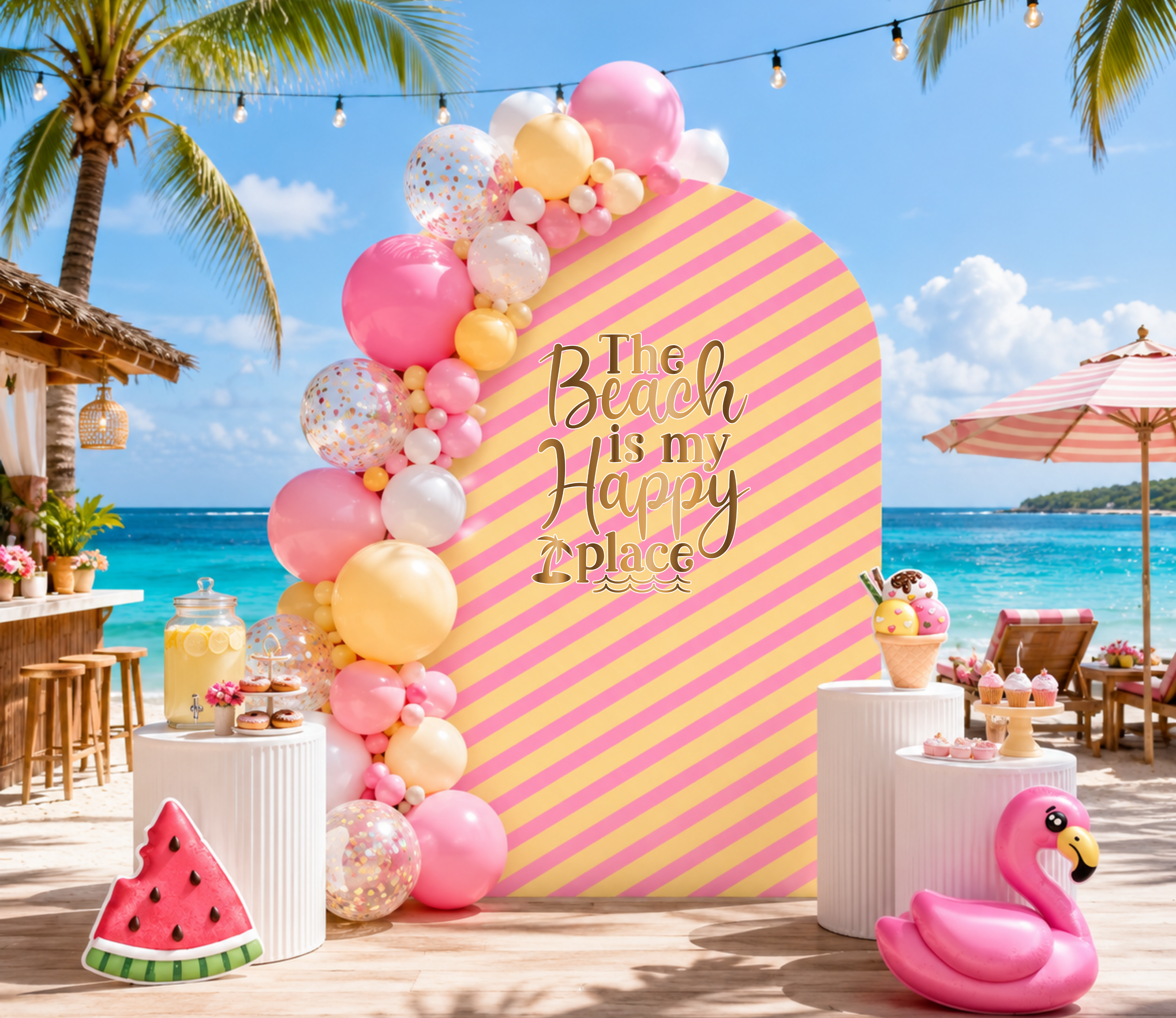 Personalized Summer Birthday Backdrop & Cutouts | Kids Party Decorations