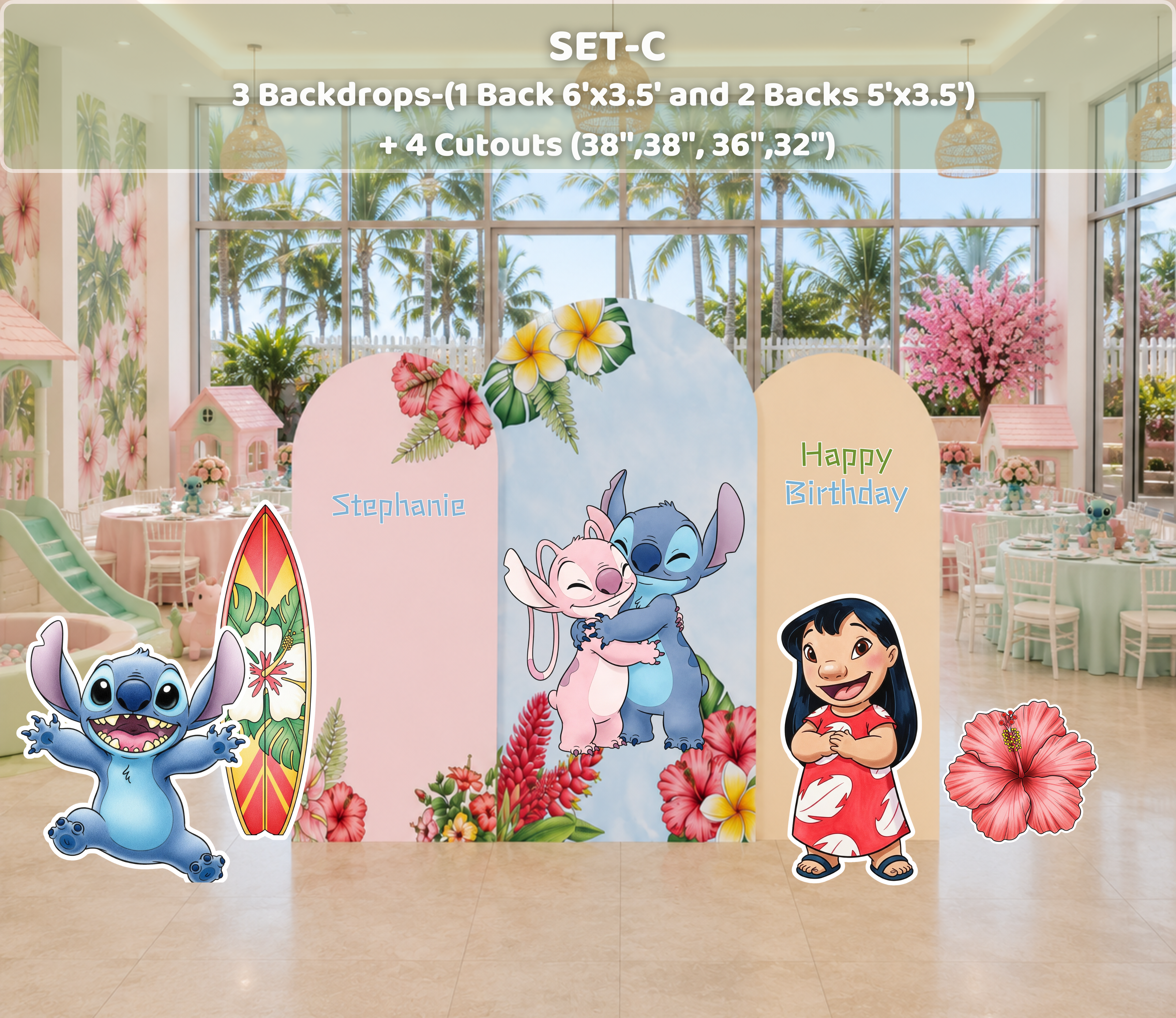 Tropical Birthday Party Backdrop | Custom Hawaiian Cutouts