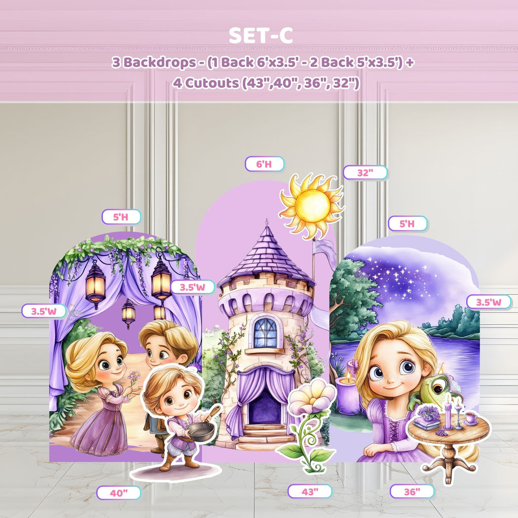 Custom Princess Party Backdrop Long Hair Princess Decoration
