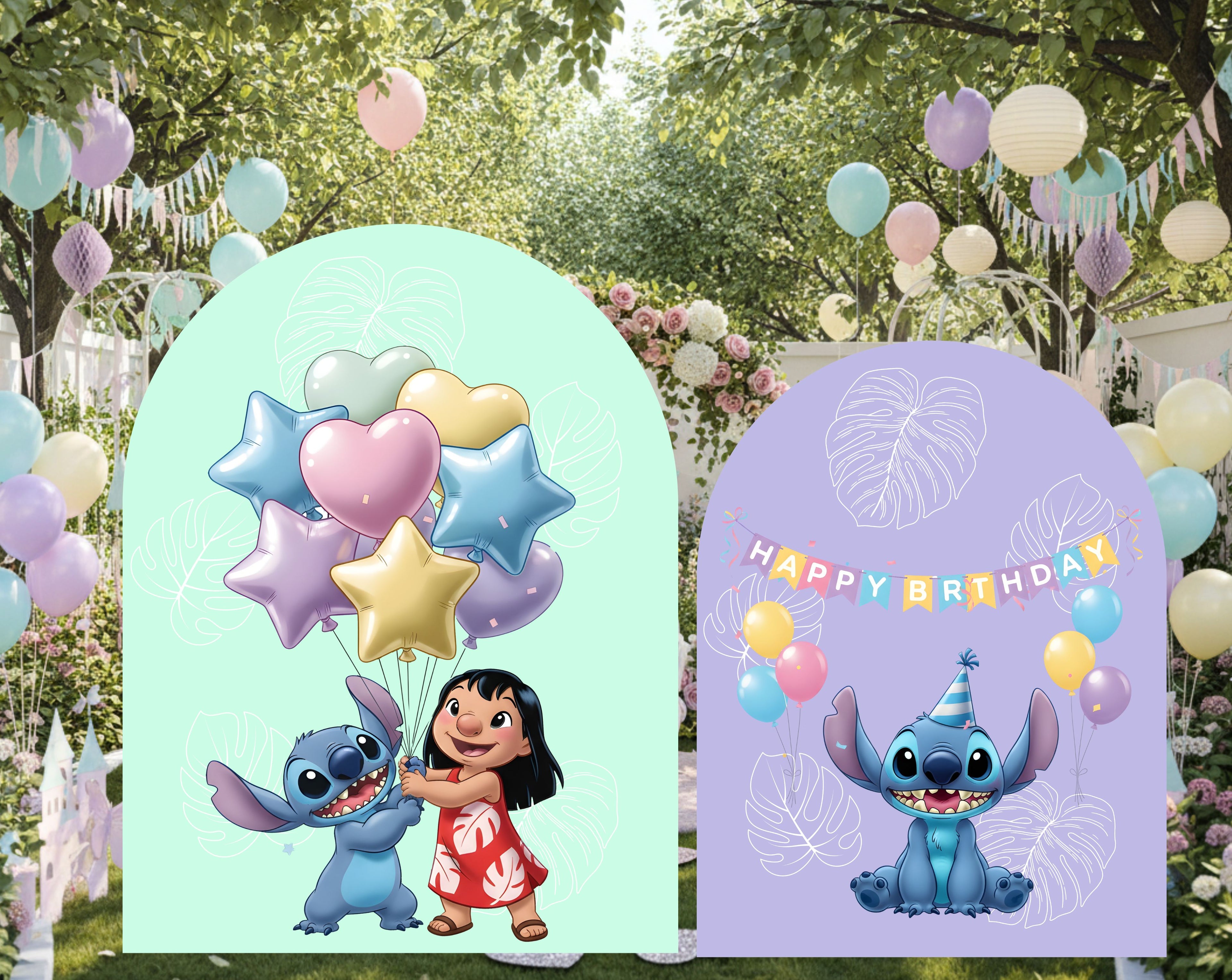Custom Blue Alien Birthday Backdrop & Cutouts | Personalized Kawaii Party Decorations