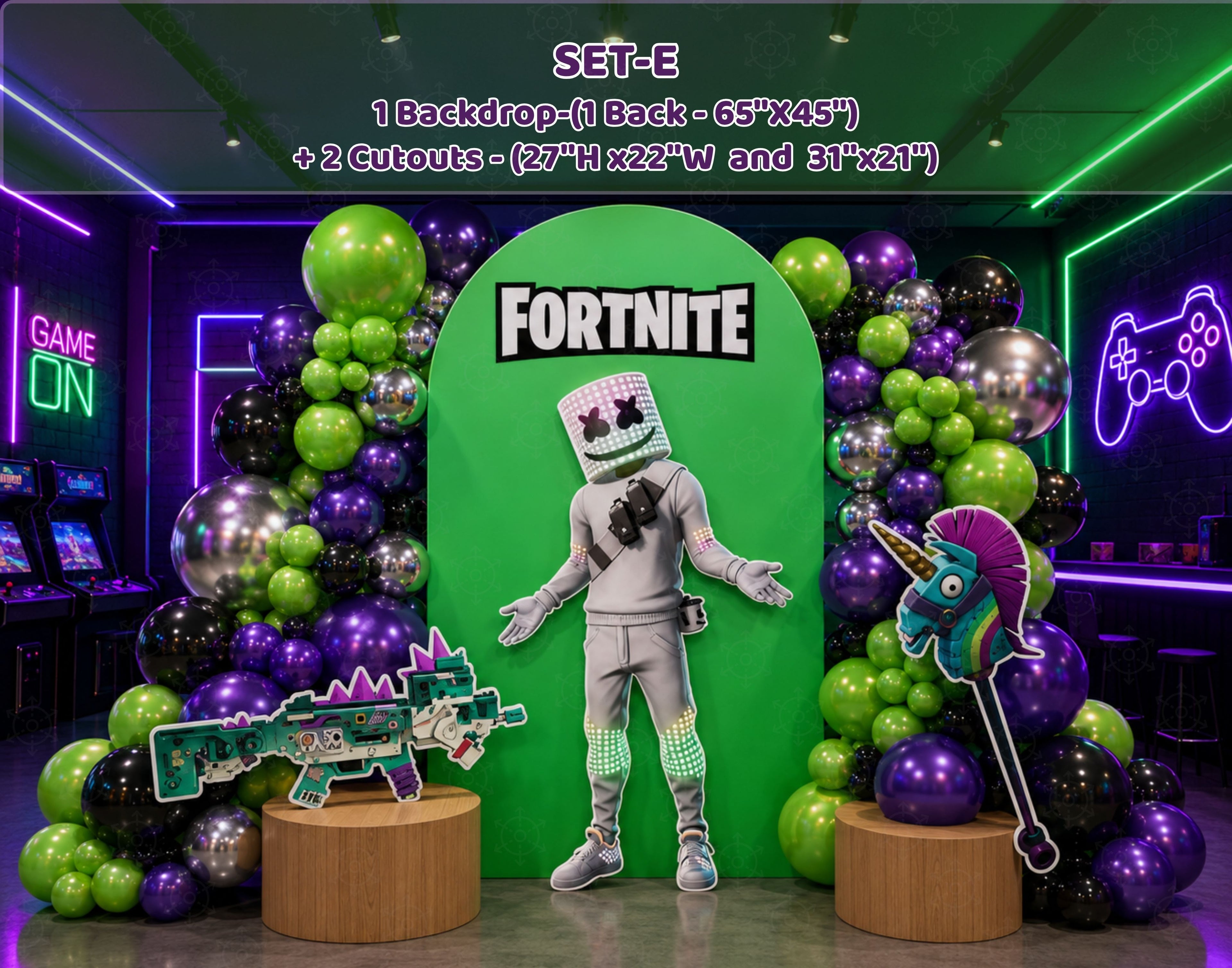 Personalized Battle Game Birthday Backdrop & Cutouts | Gamer Party Decorations