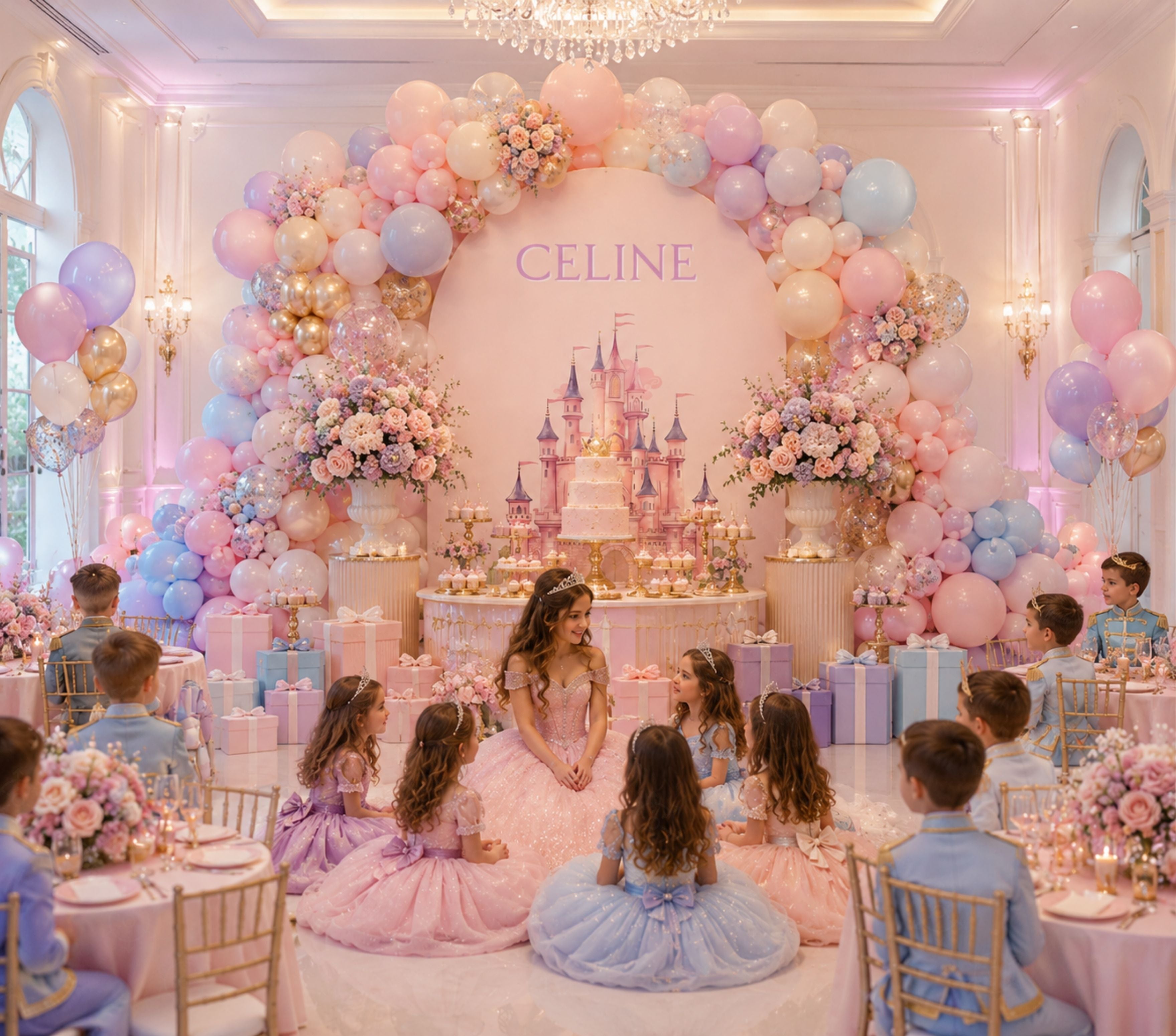 Custom Princess Birthday Party Backdrop & Yard Sign Set