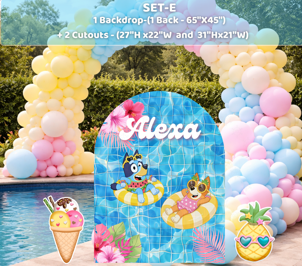 Personalized Blue Puppy Pool Party Backdrop & Cutouts | Summer Birthday Party Decorations (Copy)