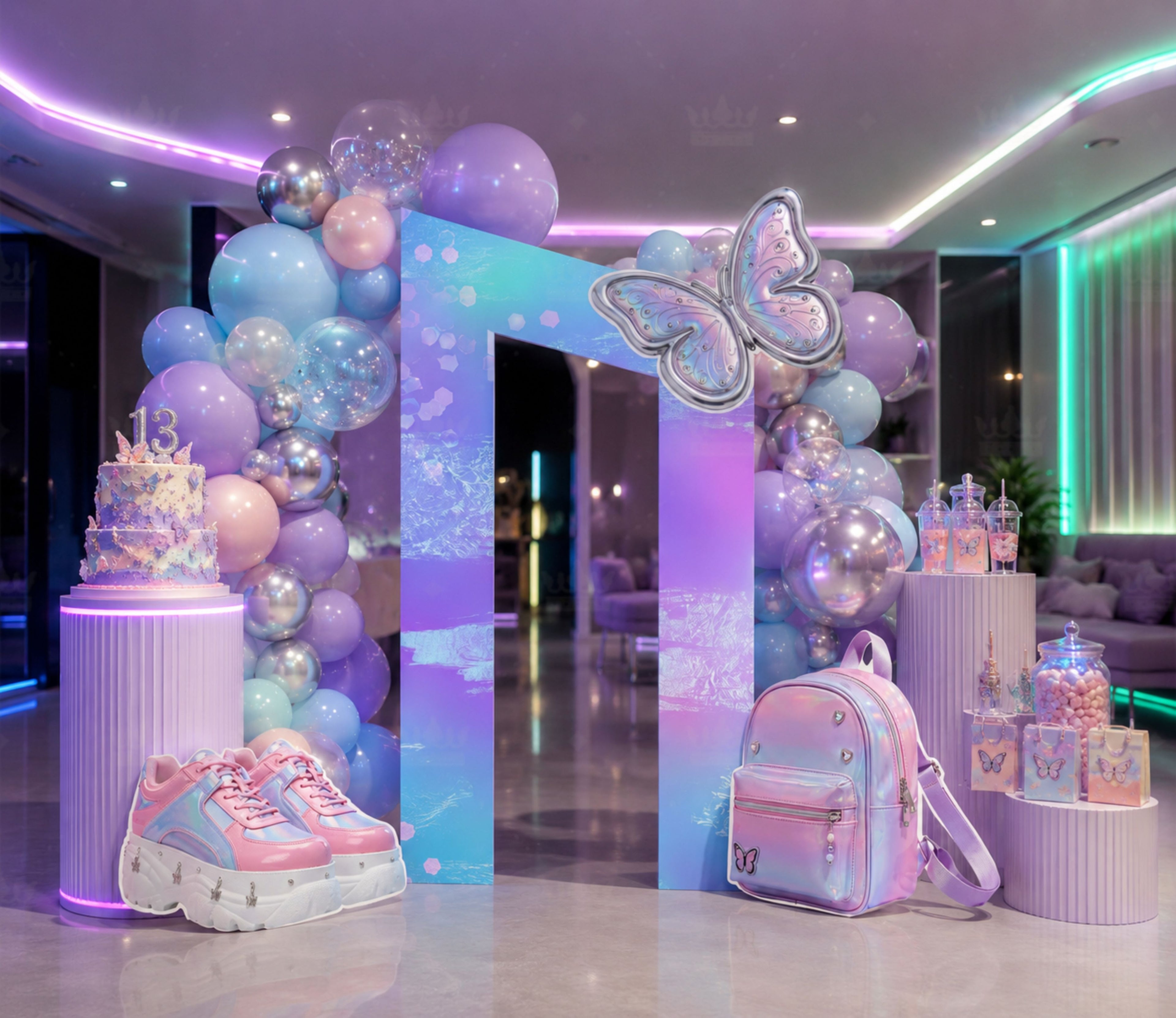 Personalized Teen Birthday Backdrop & Photo Booth | Girly 13th Birthday Party Decorations