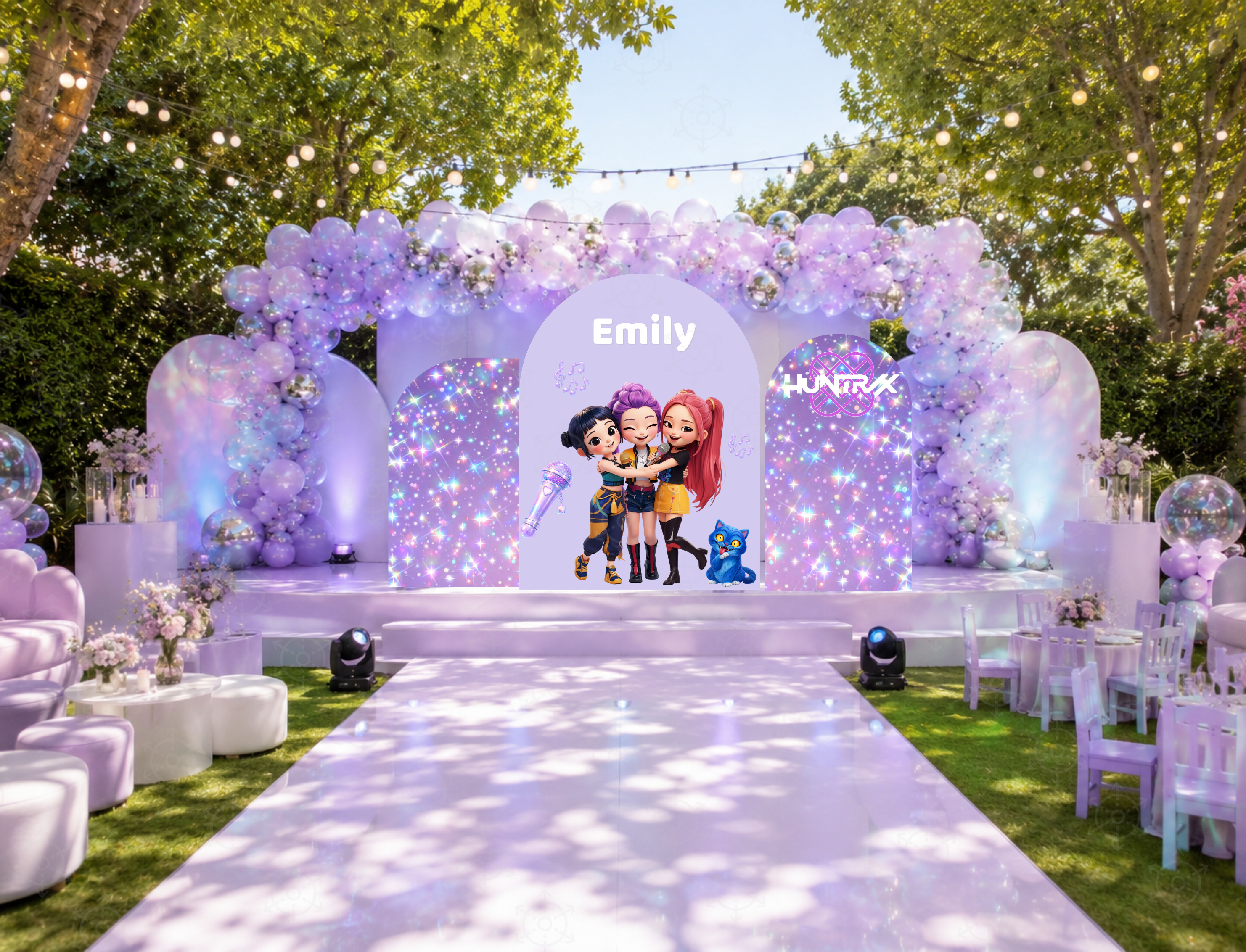 Chibi Teen Idol Party Backdrop & Standee Cutouts | Personalized Concert Birthday Decorations