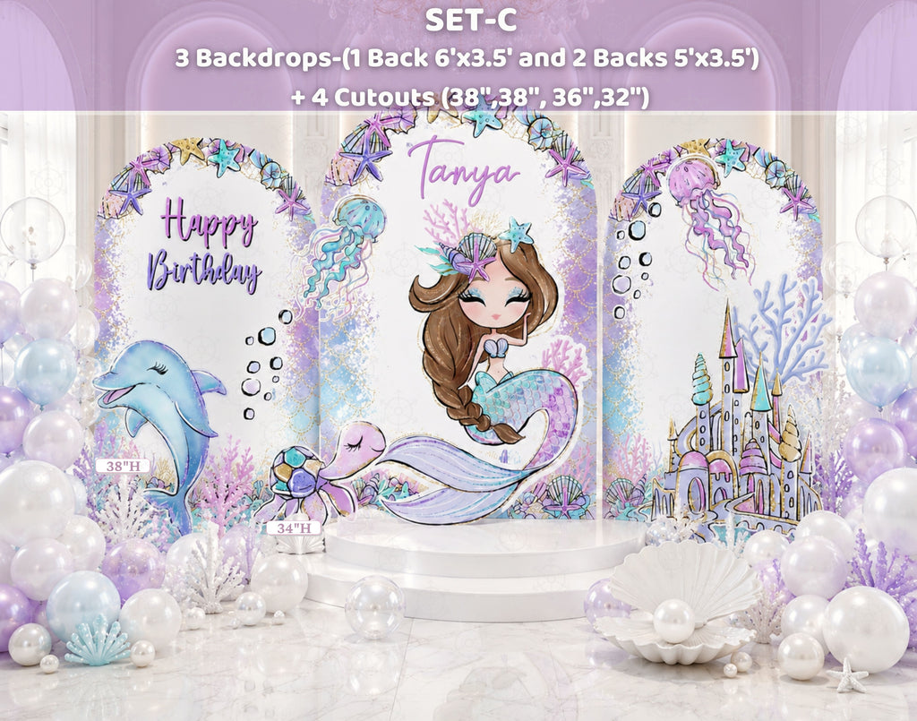 Enchanting Mermaid Party Decoration Set | Unique Under the Sea Backdrops & Cutouts | Birthday Photo Booth Props