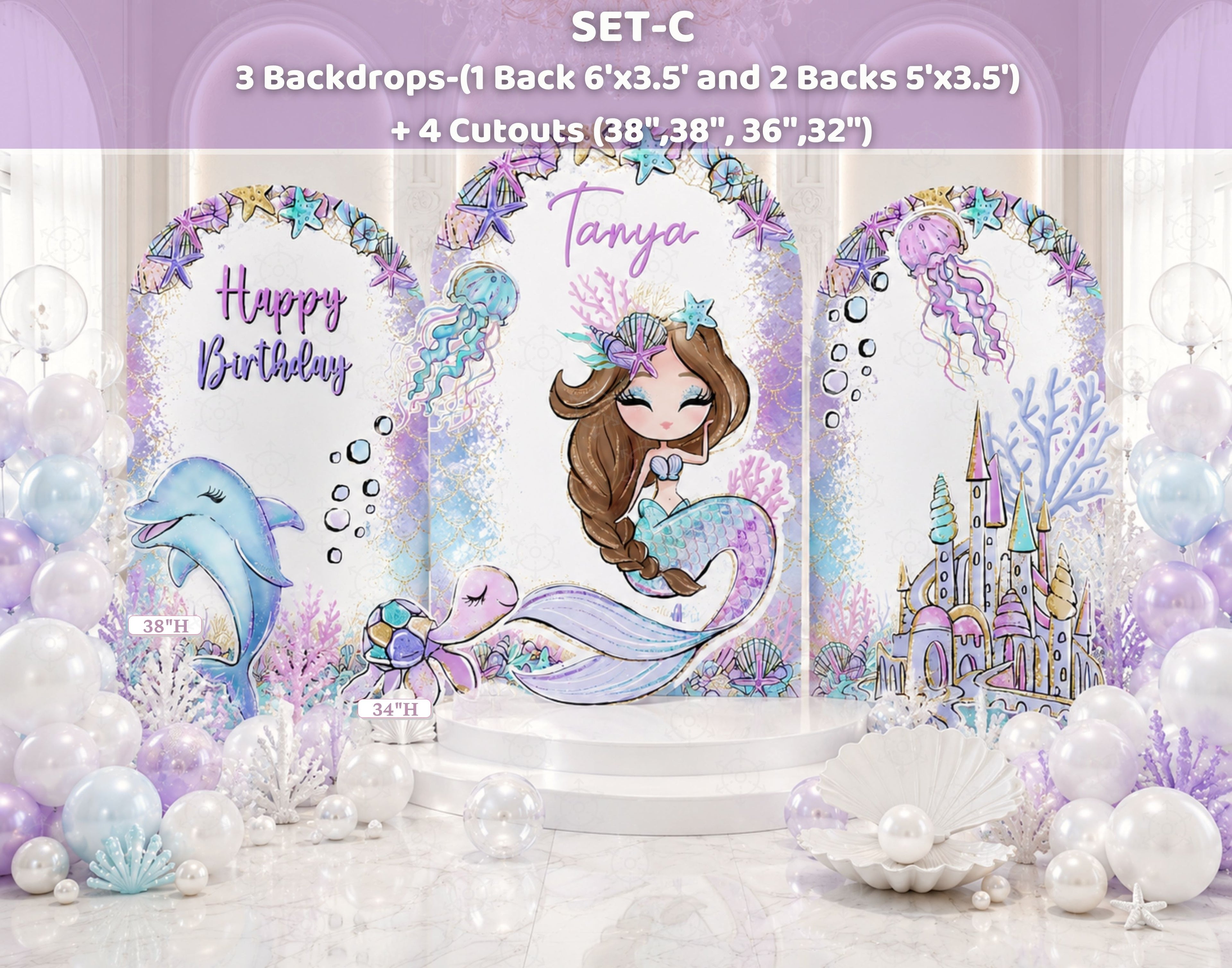 Enchanting Mermaid Party Decoration Set | Unique Under the Sea Backdrops & Cutouts | Birthday Photo Booth Props