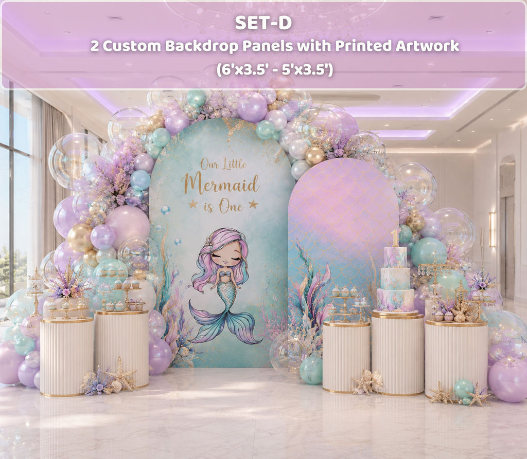 Ocean Princess Party Decorations | Personalized Mermaid Birthday Backdrop Set | Luxury Under the Sea Decor