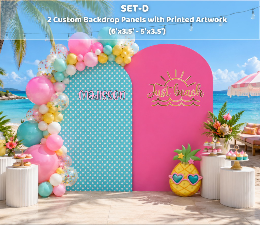 Personalized Summer Birthday Backdrop & Cutouts | Kids Party Decorations