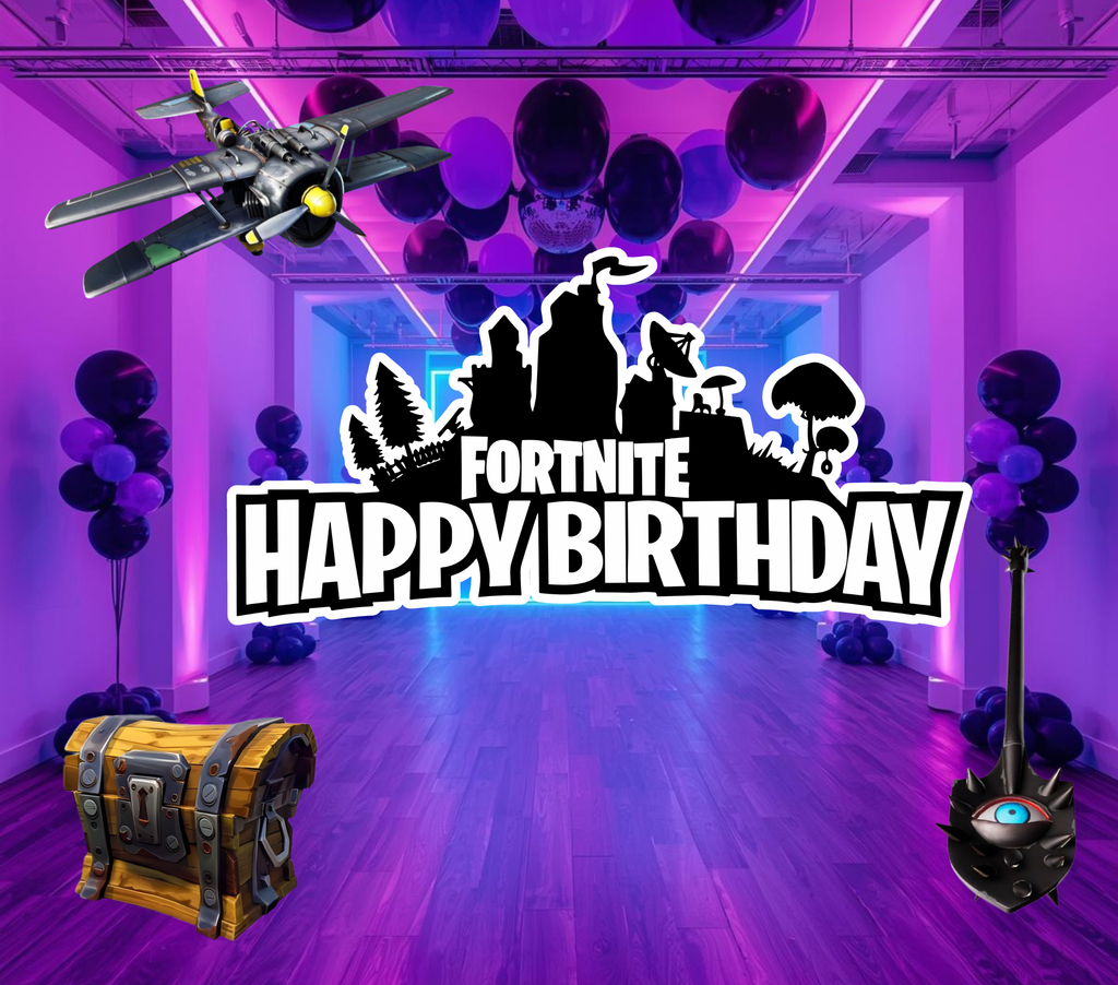 Personalized Battle Game Birthday Backdrop & Cutouts | Gamer Party Decorations