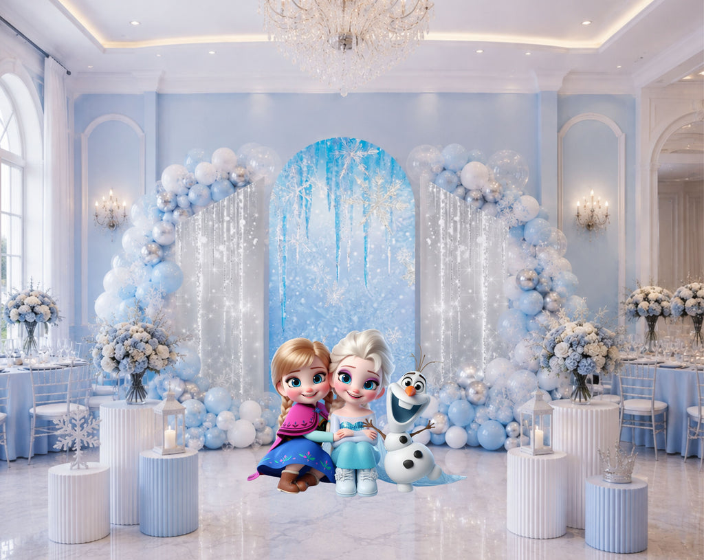 Baby Ice Princess Birthday Backdrop & Cutouts | Cute Winter Princess Party Decorations