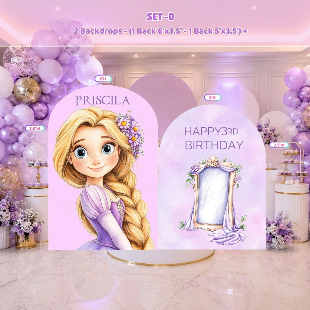 Custom Princess Party Backdrop Long Hair Princess Decoration