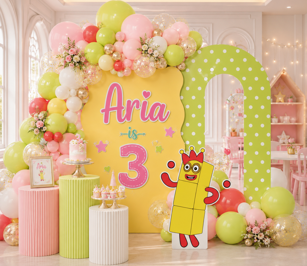 Numberblocks Birthday Backdrop & Cutouts | Personalized Kids Party Decorations