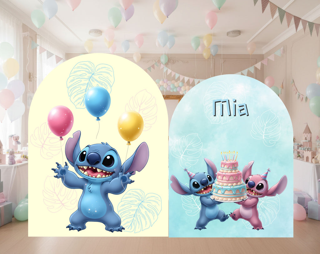 Custom Blue Alien Birthday Backdrop & Cutouts | Personalized Kawaii Party Decorations