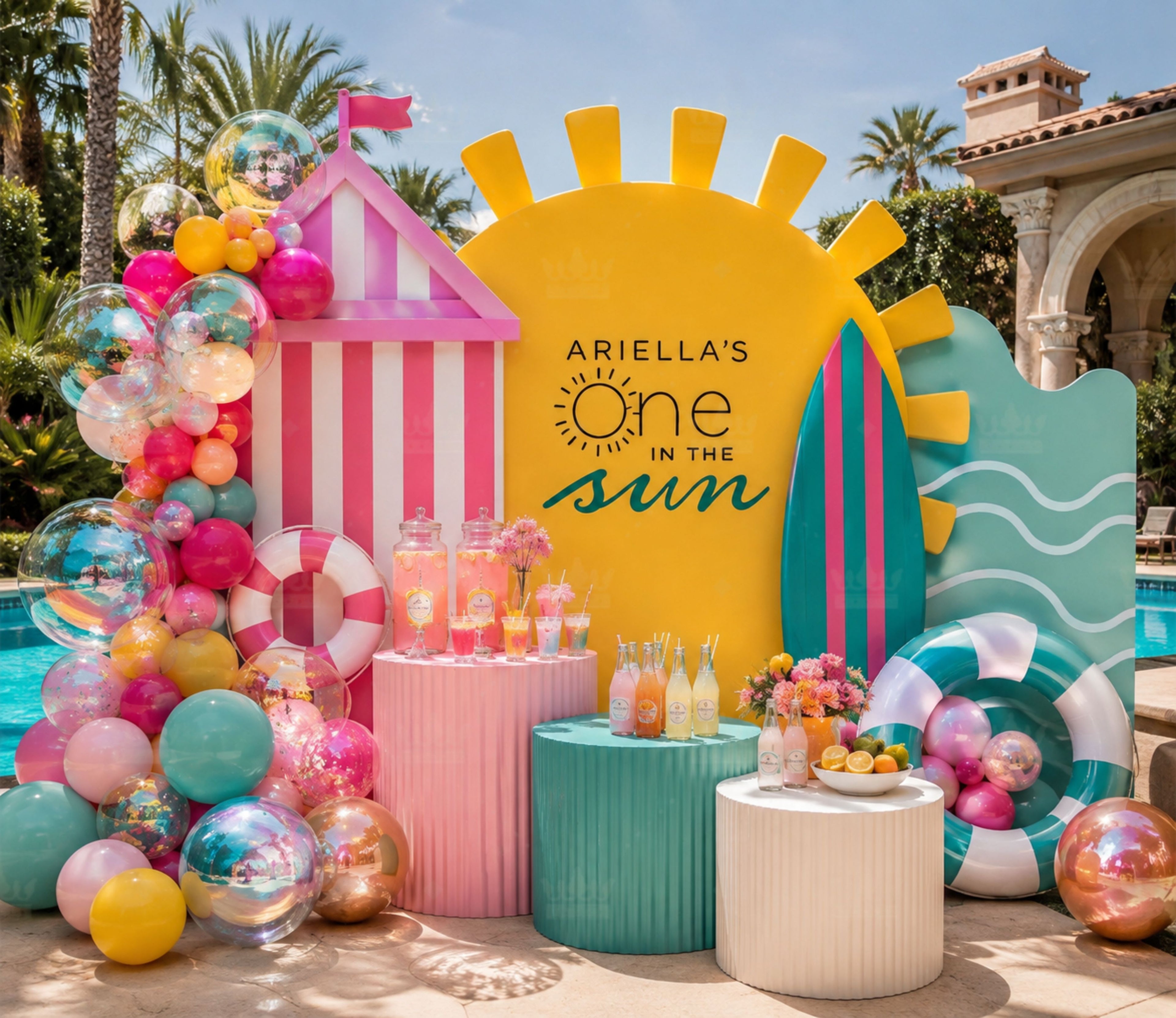 Luxury Summer Party Decorations | Poolside Birthday Backdrop Set for Adults | Tropical Beach Celebration Decor