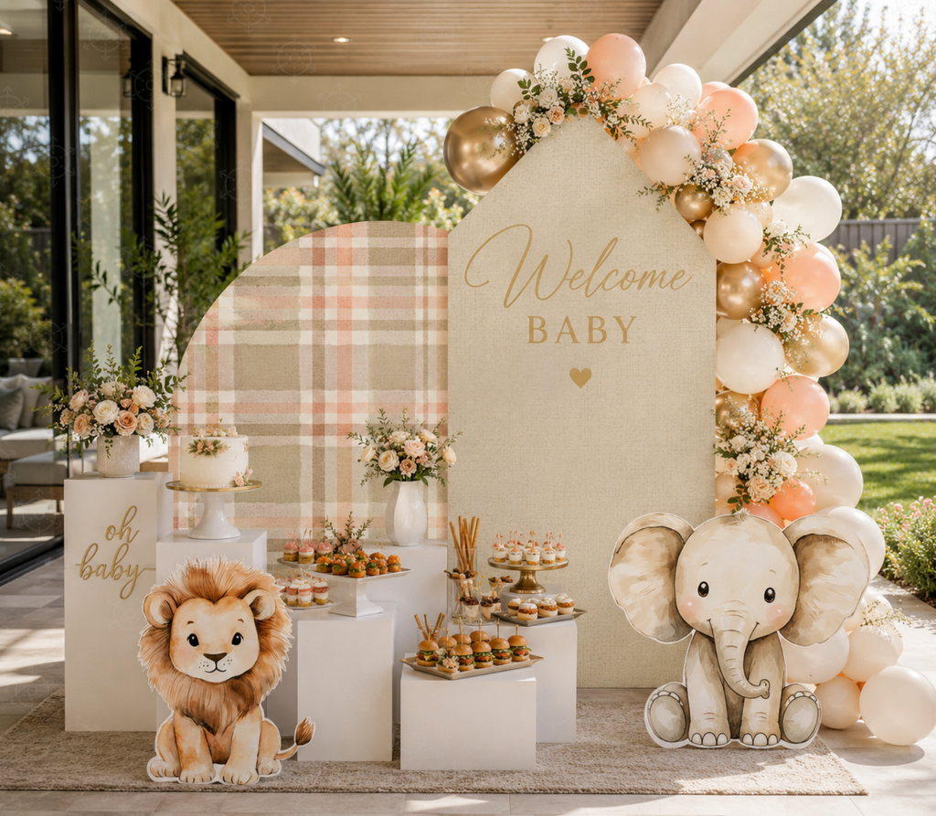 Personalized Little Animal Friends Backdrop & Cutouts | Neutral Baby Shower & First Birthday Decorations