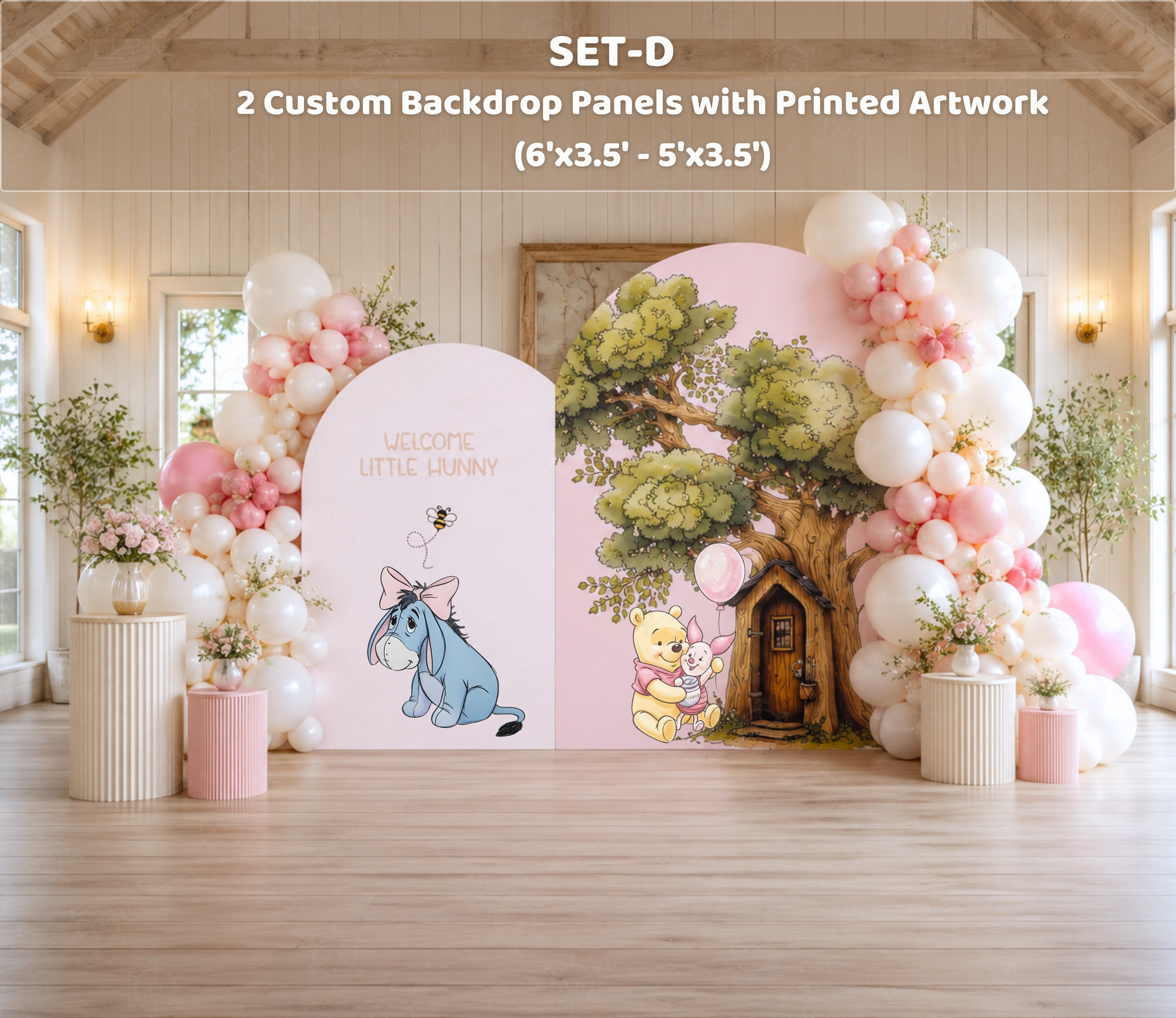 Honey Bear Baby Shower Backdrop & Cutouts | Personalized Pastel Storybook Party Decorations