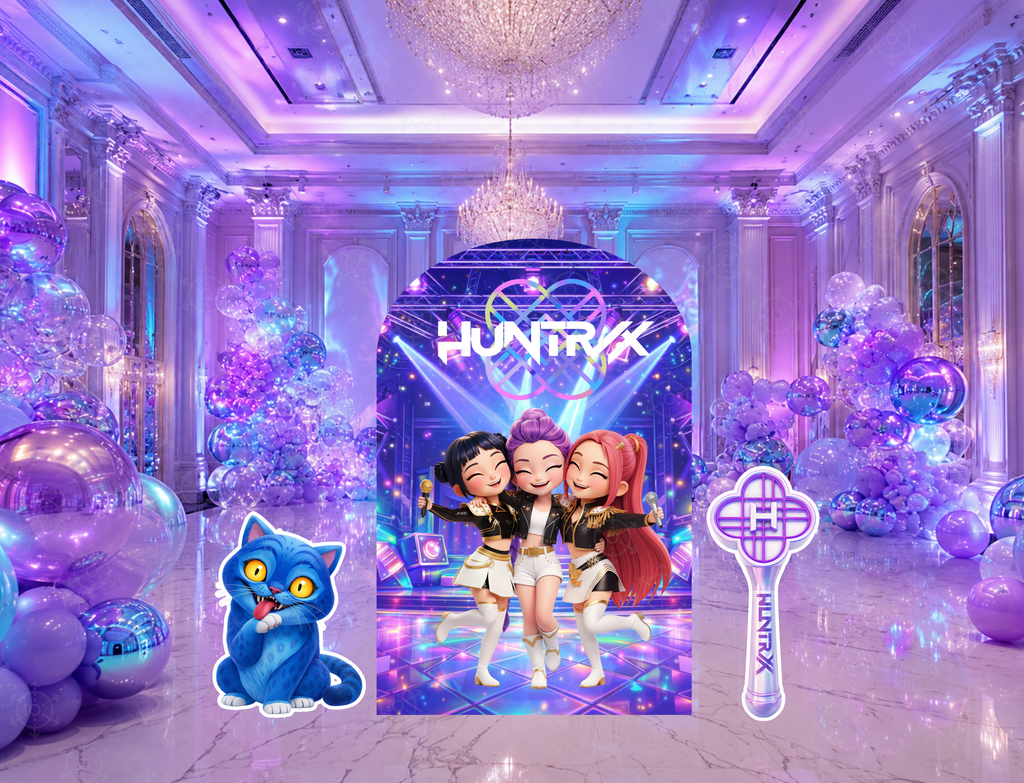 Chibi Teen Idol Party Backdrop & Standee Cutouts | Personalized Concert Birthday Decorations