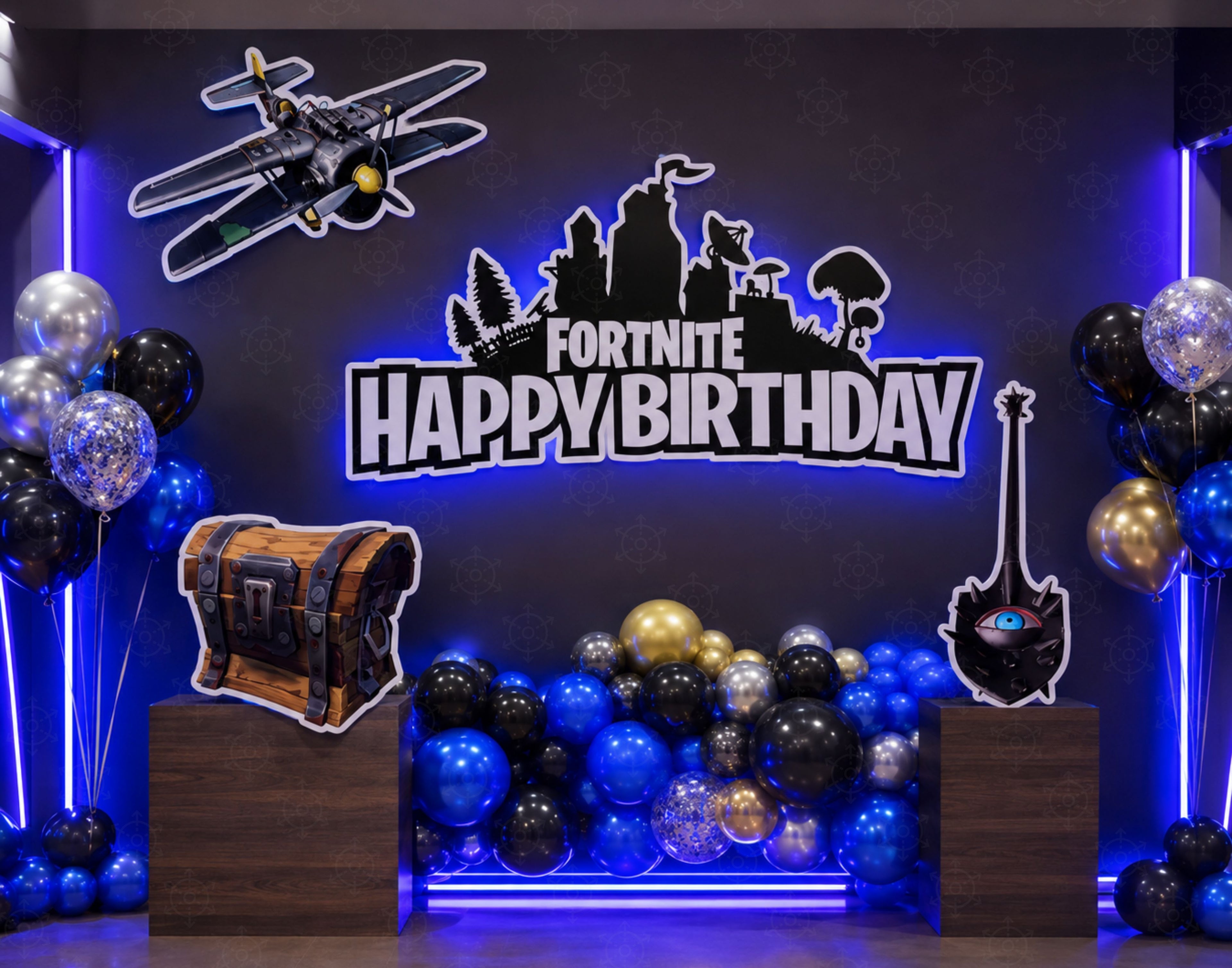 Personalized Battle Game Birthday Backdrop & Cutouts | Gamer Party Decorations