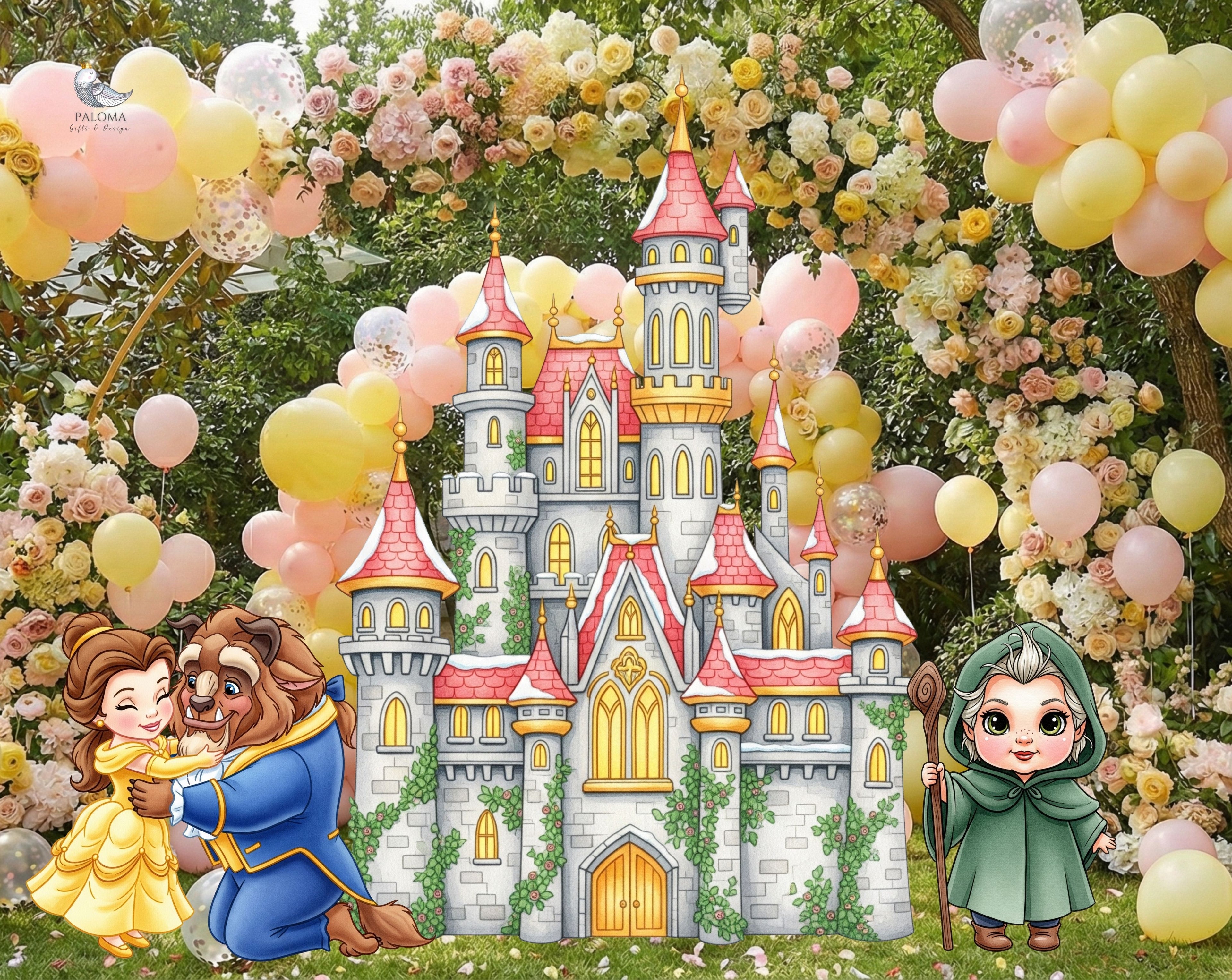 Baby Princess Baby Shower Backdrop & Cutouts | Personalized Fairy Tale Party Decorations