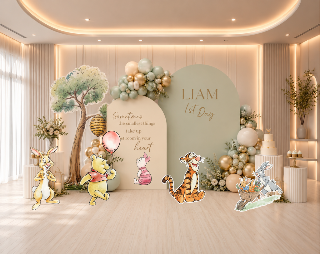 Personalized Classic Bear Party Decorations | Woodland Baby Shower Backdrop & Character Cutouts (Copy)