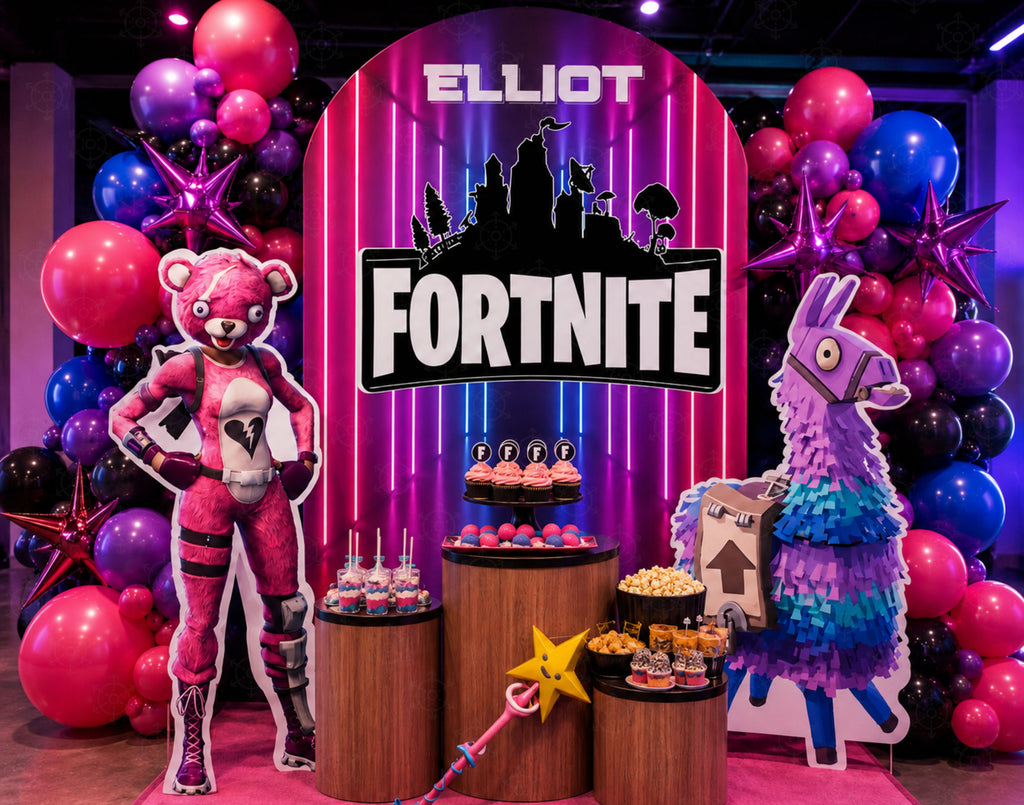 Personalized Battle Game Birthday Backdrop & Cutouts | Gamer Party Decorations