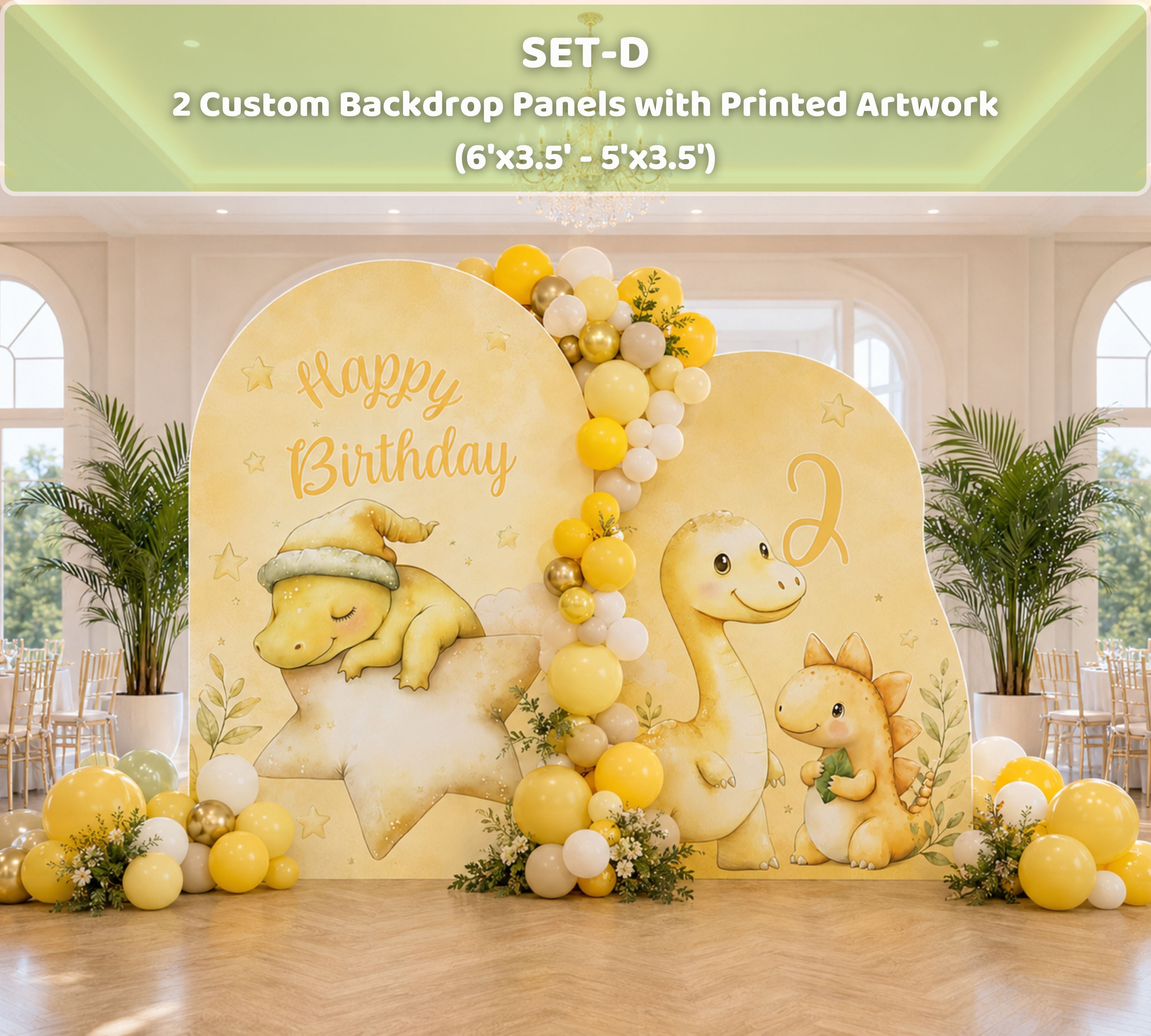 Cute Baby Dinosaur Party Decorations | Personalized Backdrop, Arch Panels & Cutouts