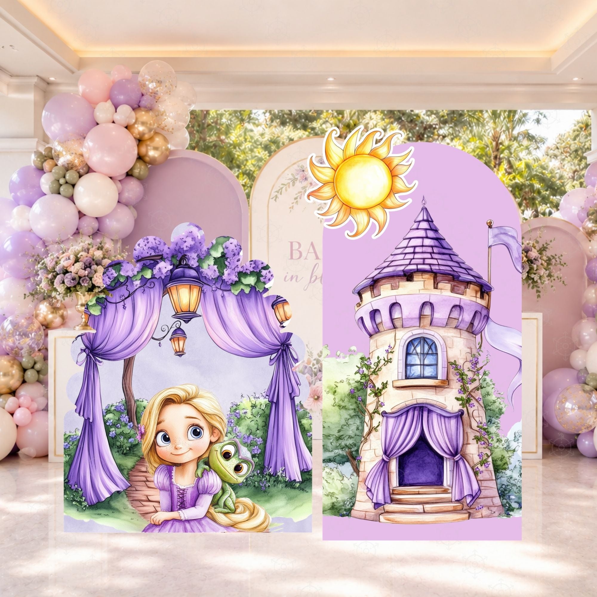 Custom Princess Party Backdrop Long Hair Princess Decoration