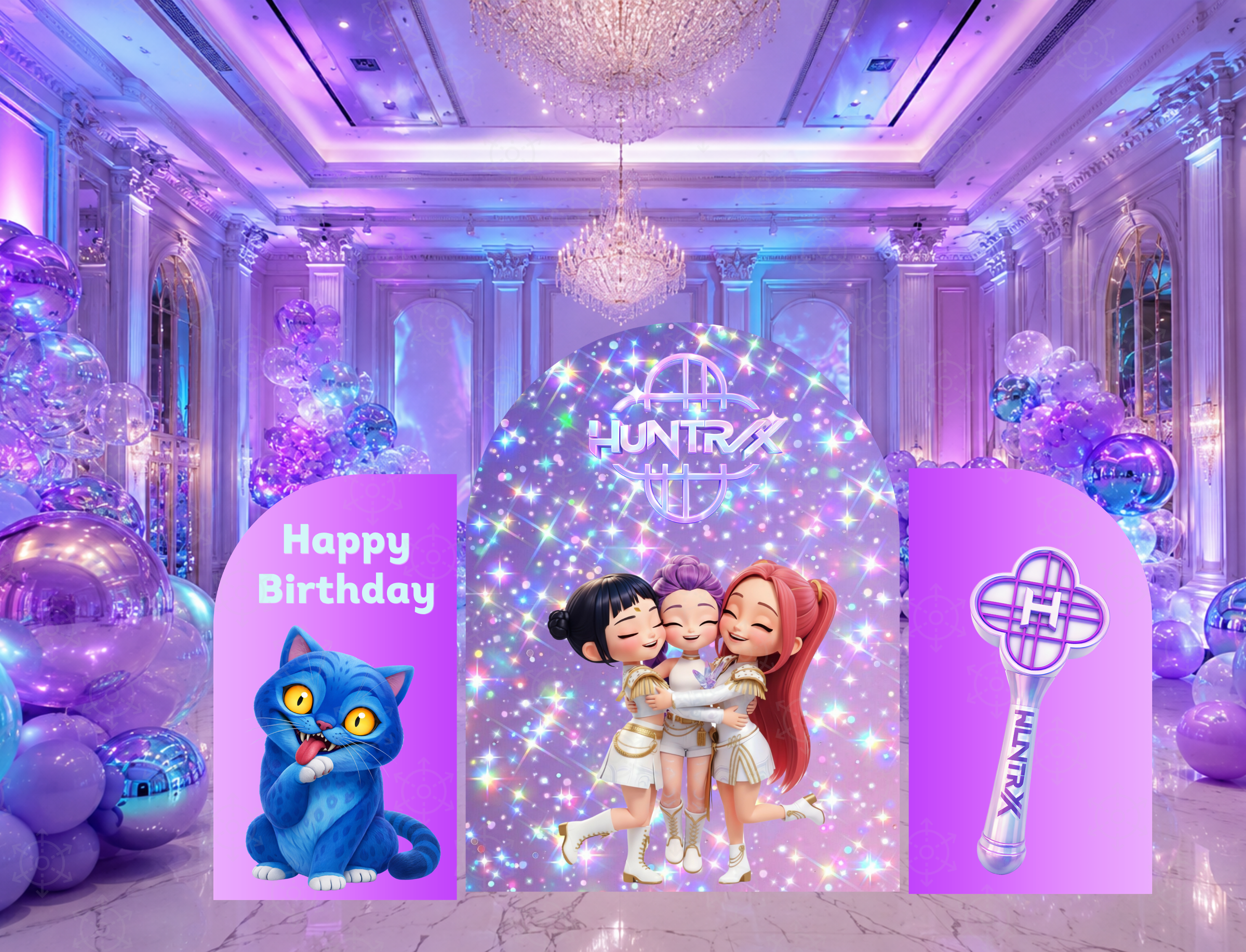 Chibi Teen Idol Party Backdrop & Standee Cutouts | Personalized Concert Birthday Decorations