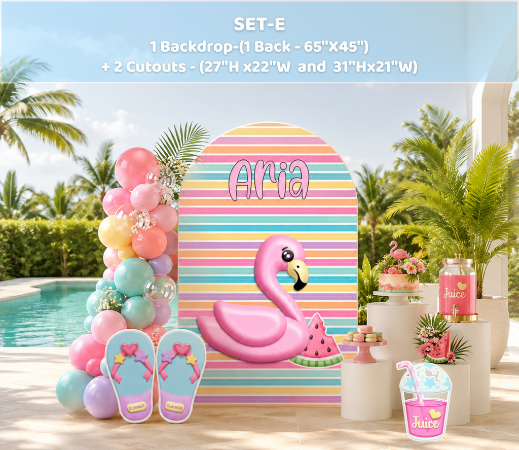 Personalized Summer Birthday Backdrop & Cutouts | Kids Party Decorations