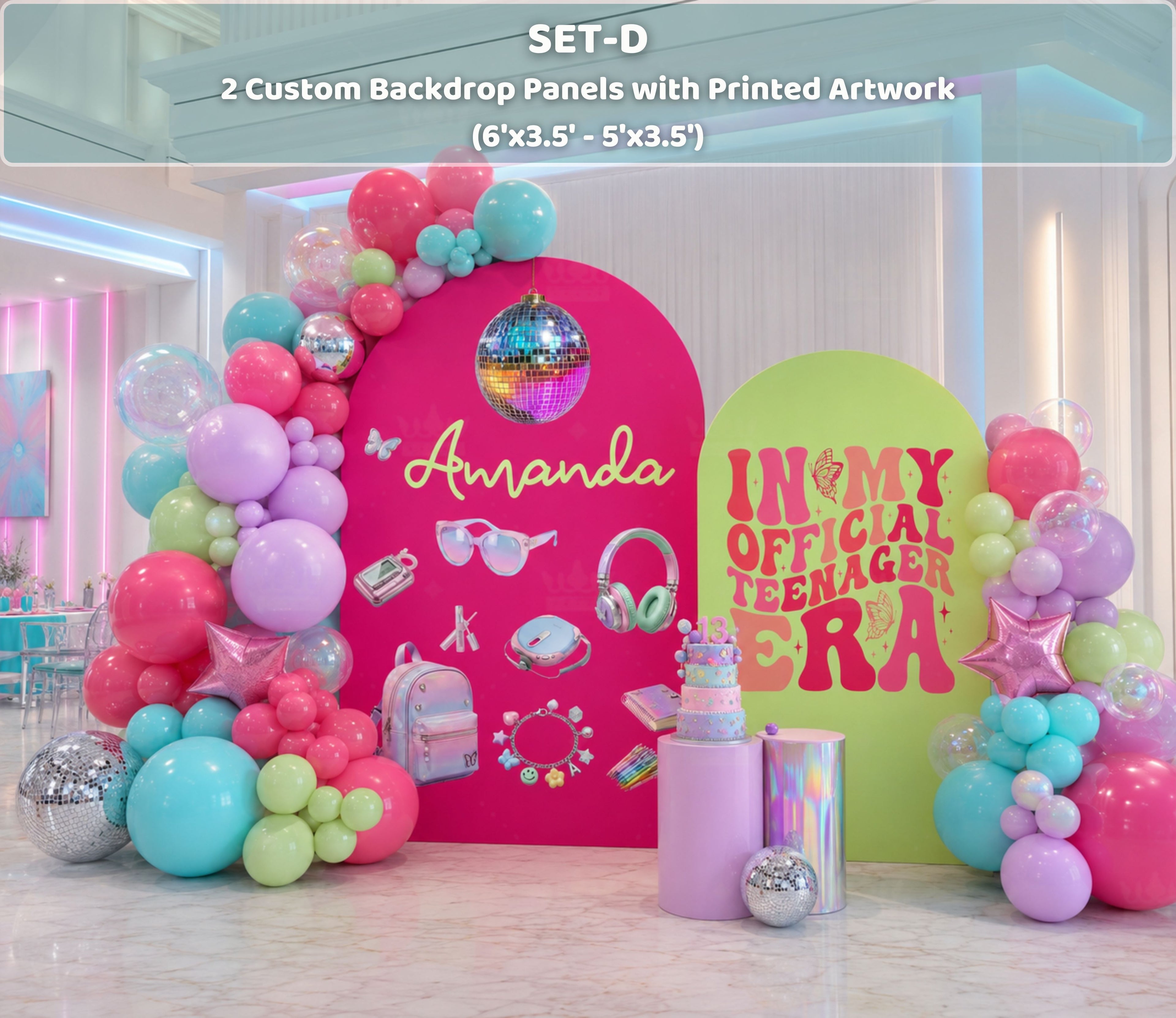 Personalized Teen Birthday Backdrop & Photo Booth | Girly 13th Birthday Party Decorations