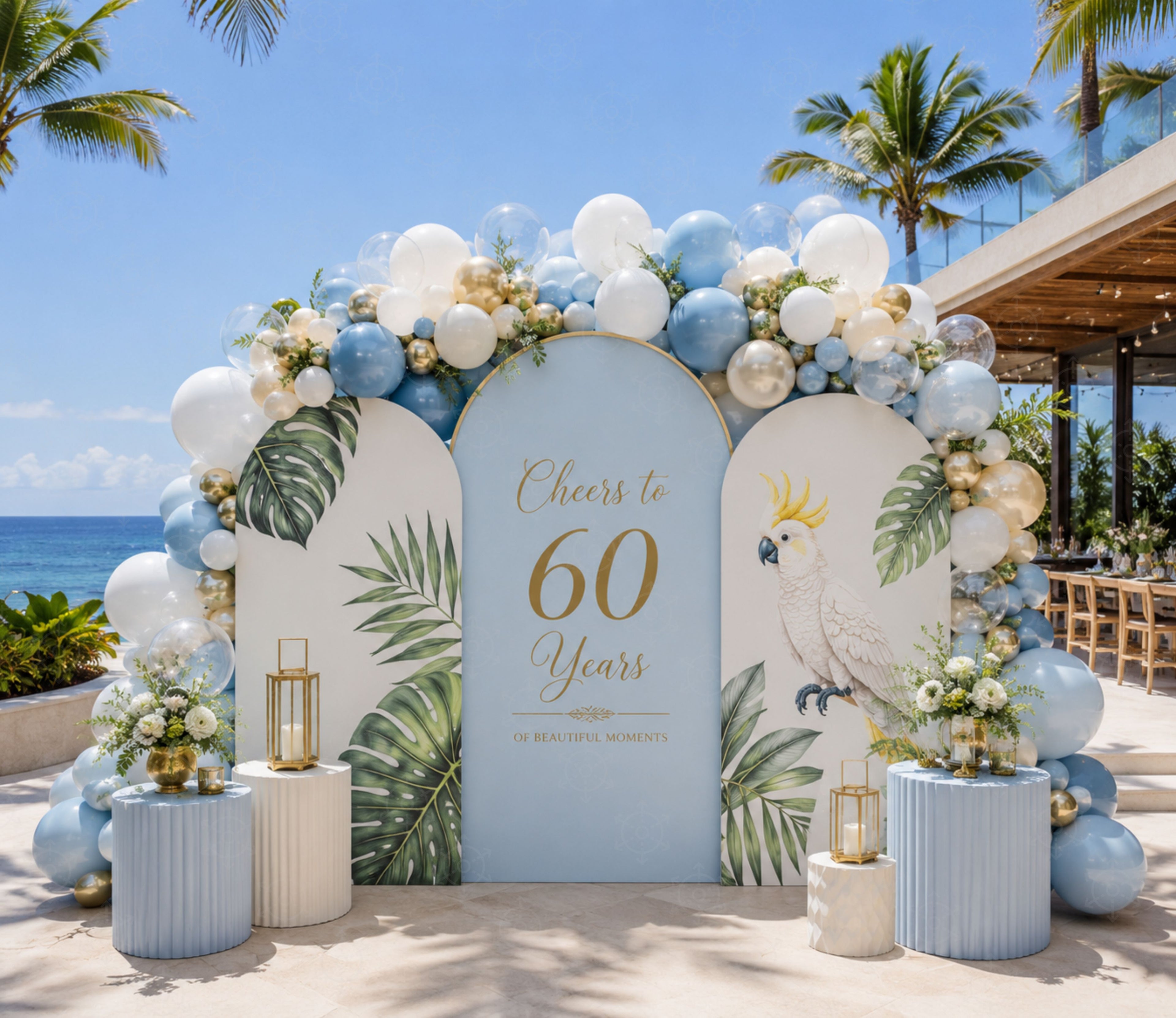 Tropical Birds Birthday Decorations | Personalized Backdrop & Party Sets
