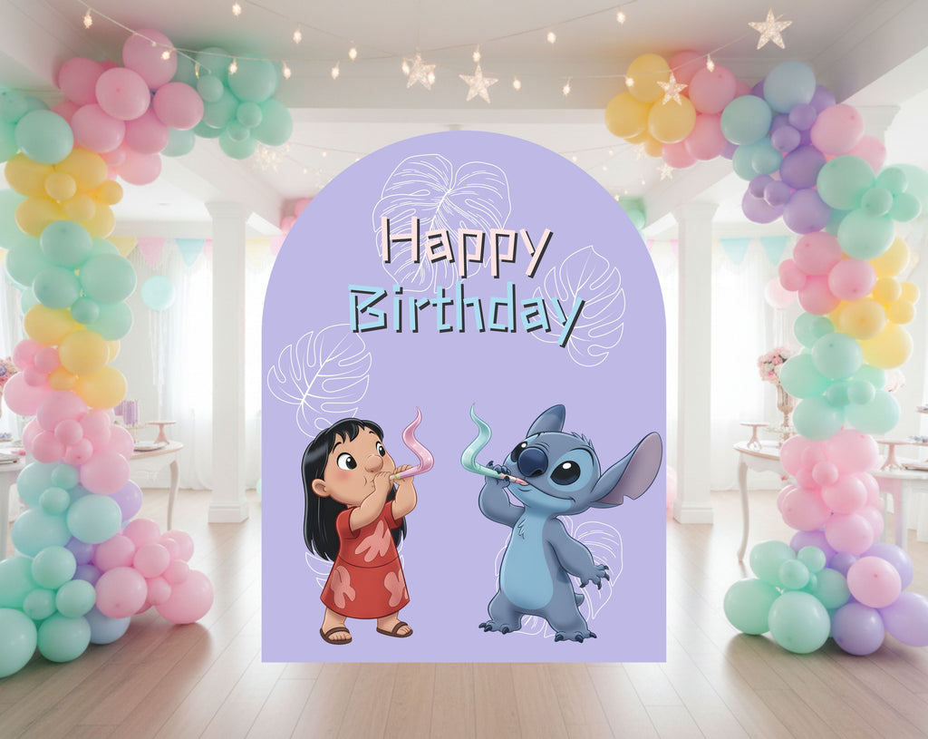 Custom Blue Alien Birthday Backdrop & Cutouts | Personalized Kawaii Party Decorations