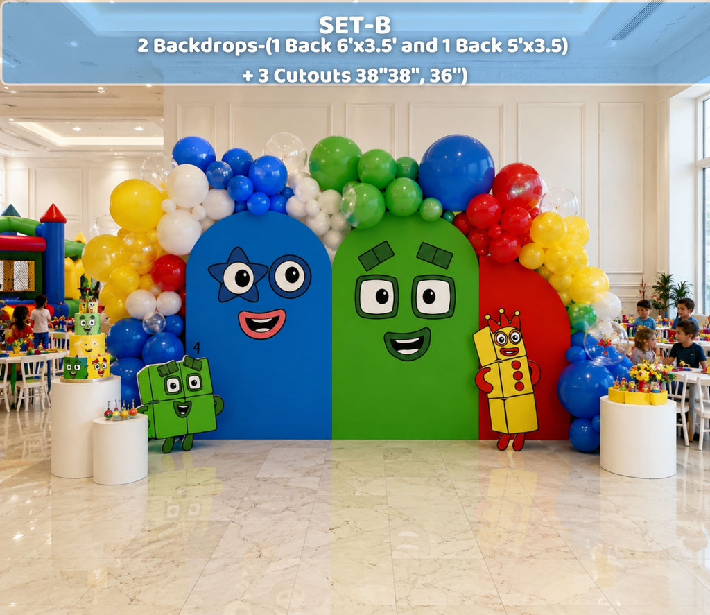 Numberblocks Birthday Backdrop & Cutouts | Personalized Kids Party Decorations