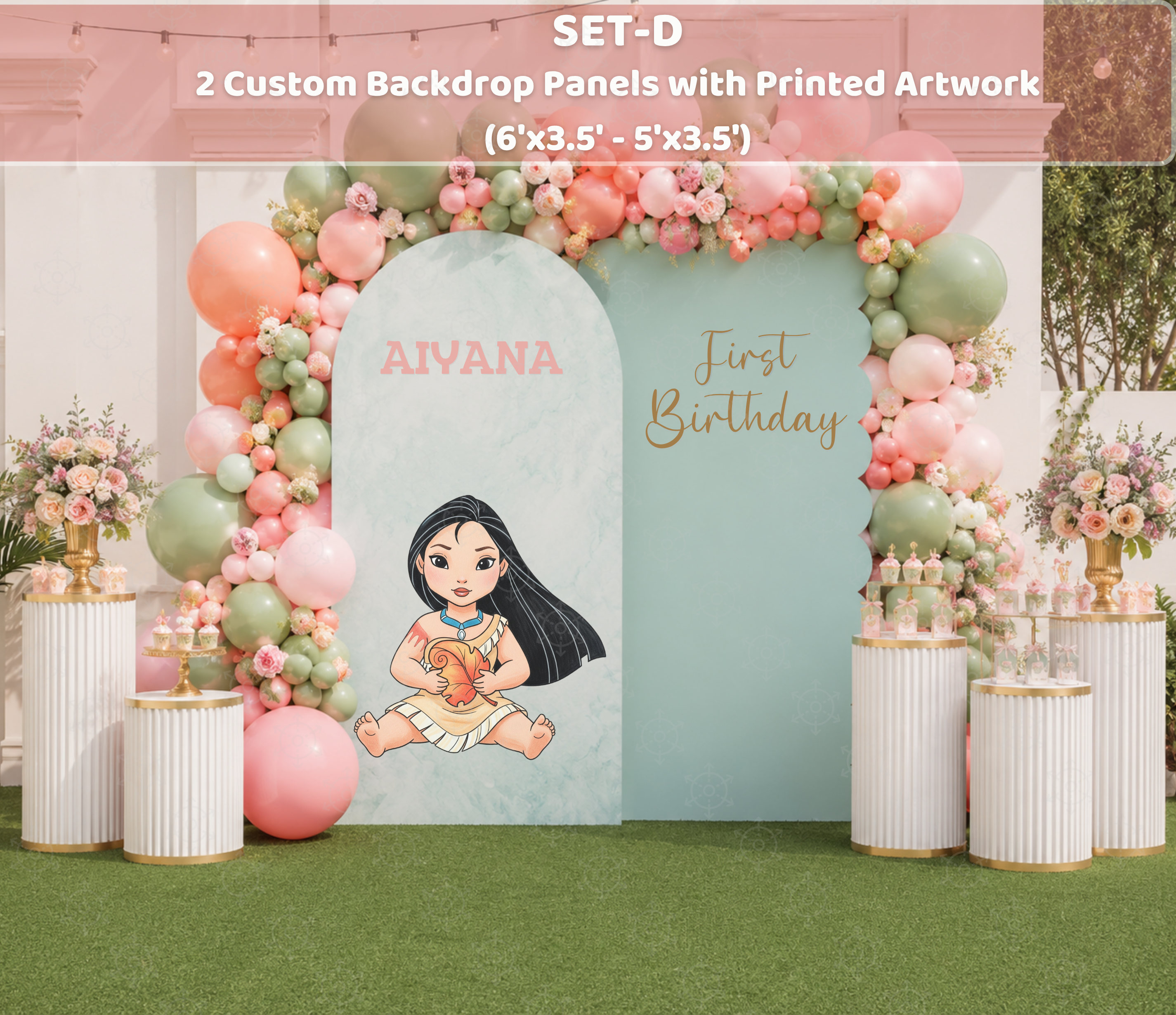 Baby Princess Birthday Backdrop & Cutouts | Personalized Royal Baby Shower Party Decorations