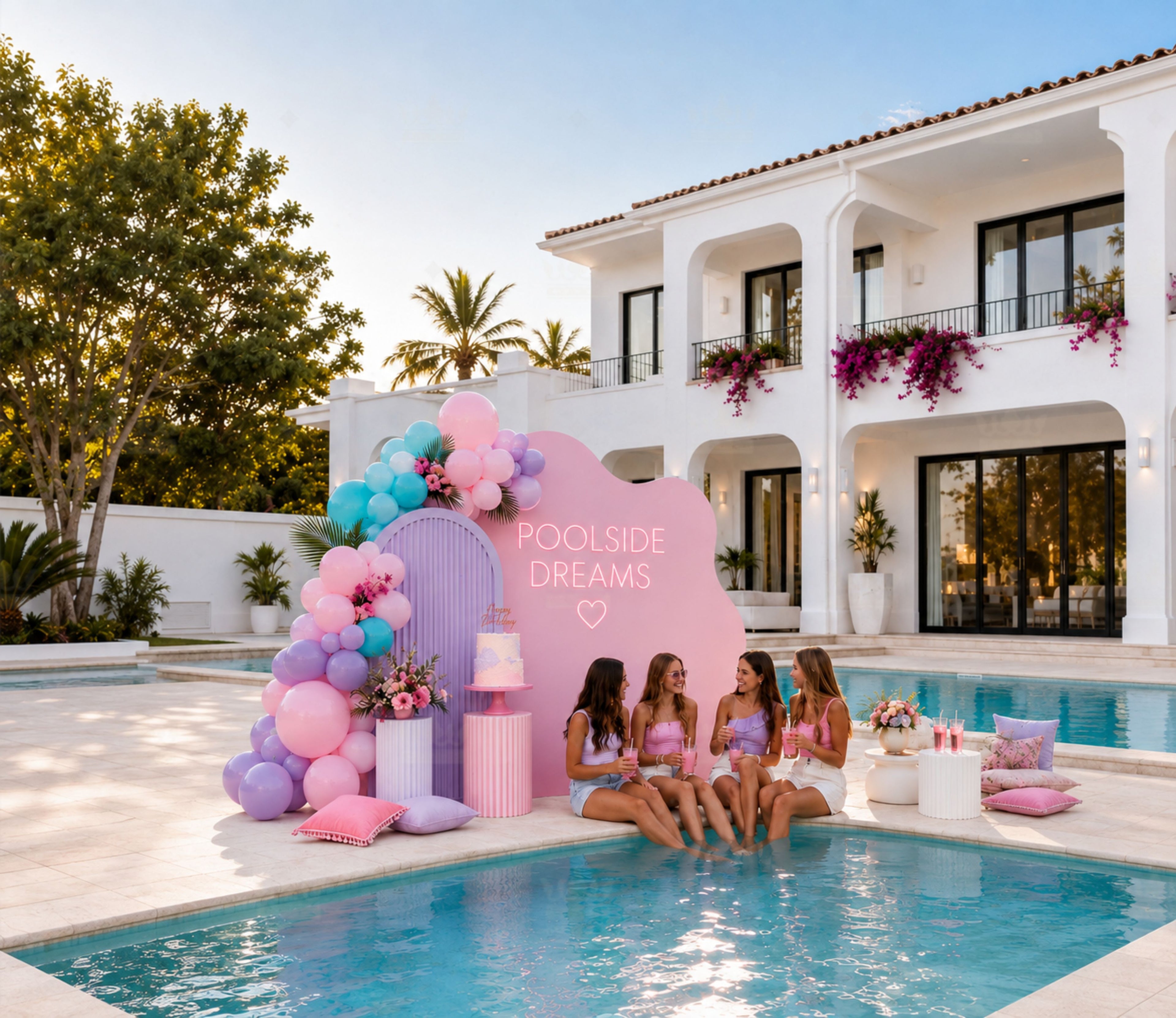 Luxury Summer Party Decorations | Poolside Birthday Backdrop Set for Adults | Tropical Beach Celebration Decor