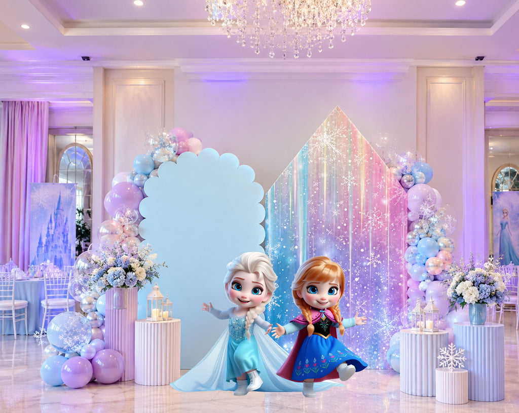 Baby Ice Princess Birthday Backdrop & Cutouts | Cute Winter Princess Party Decorations