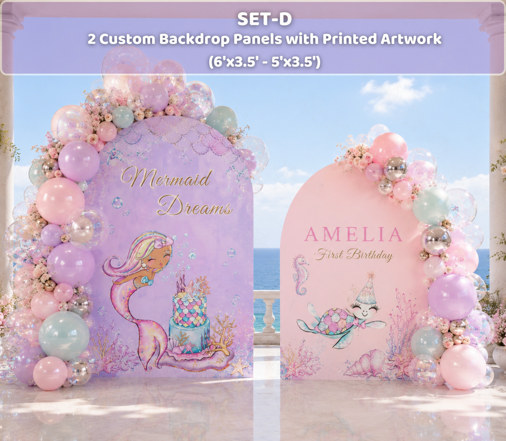 Personalized Mermaid Birthday Backdrop & Cutouts | Under the Sea Party Decorations