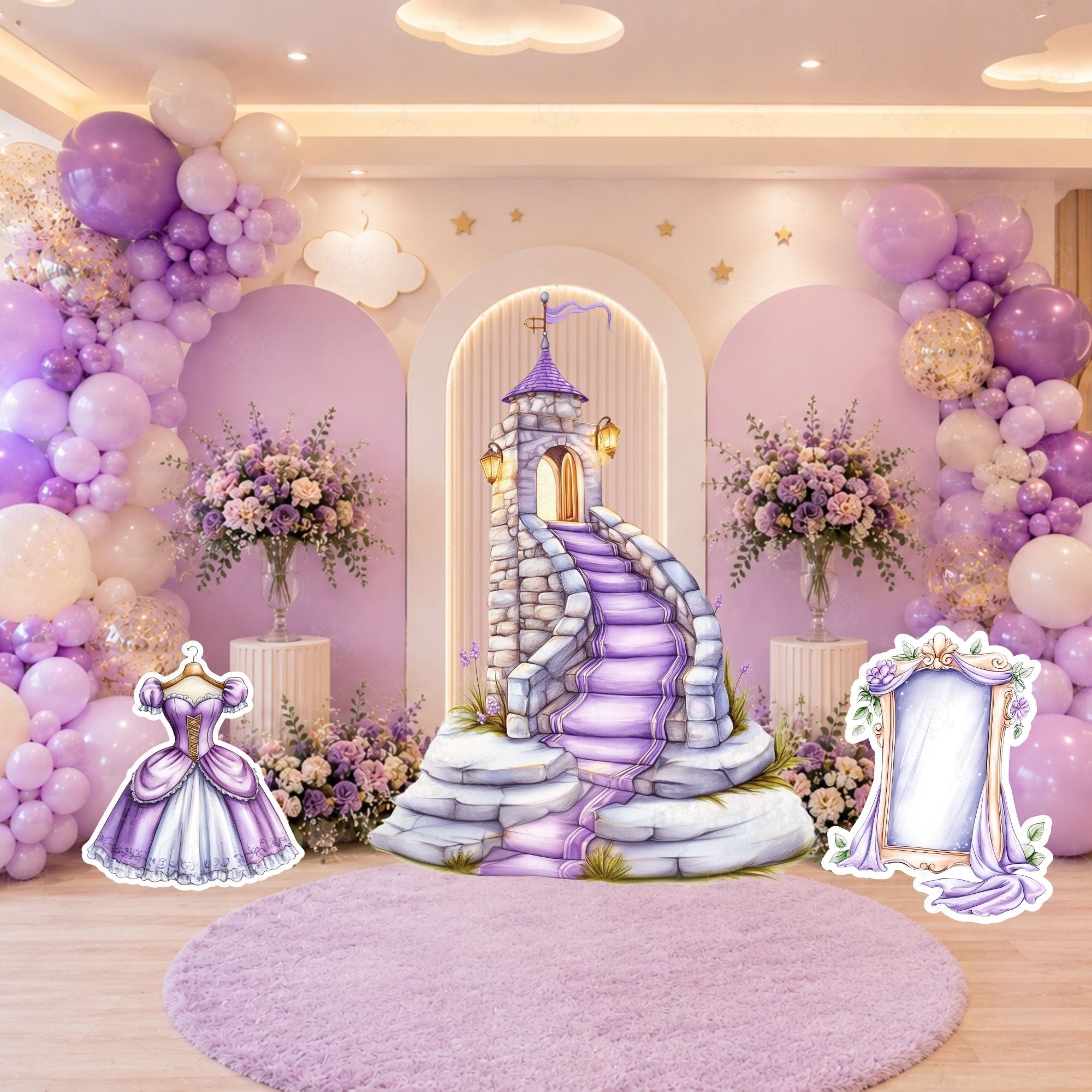 Custom Princess Party Backdrop Long Hair Princess Decoration