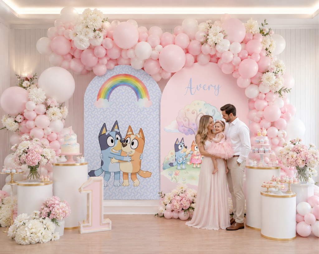 Personalized Puppy Family Party Decorations | First Birthday Backdrop & Character Cutouts (Copy)