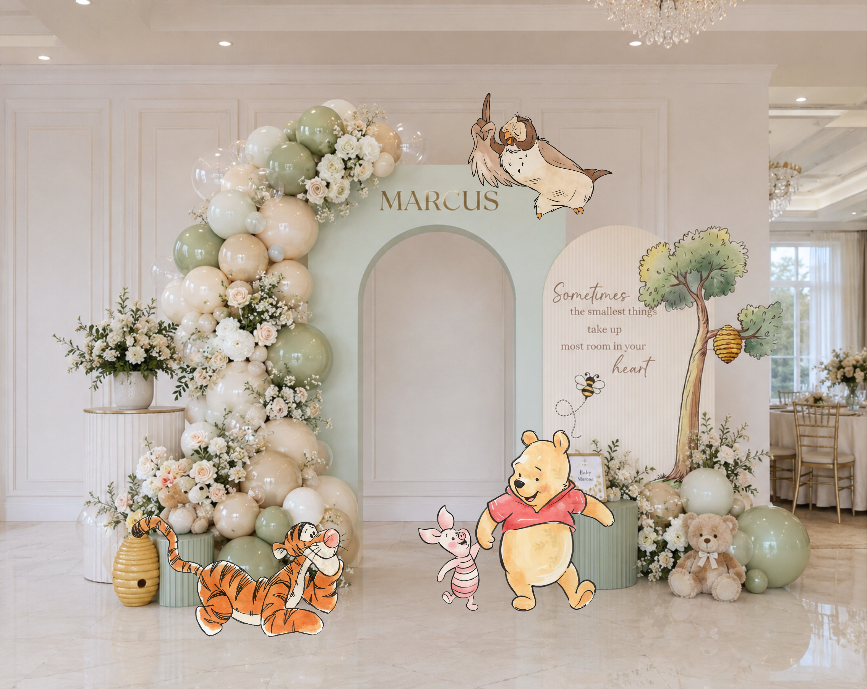 Personalized Classic Bear Party Decorations | Woodland Baby Shower Backdrop & Character Cutouts (Copy)
