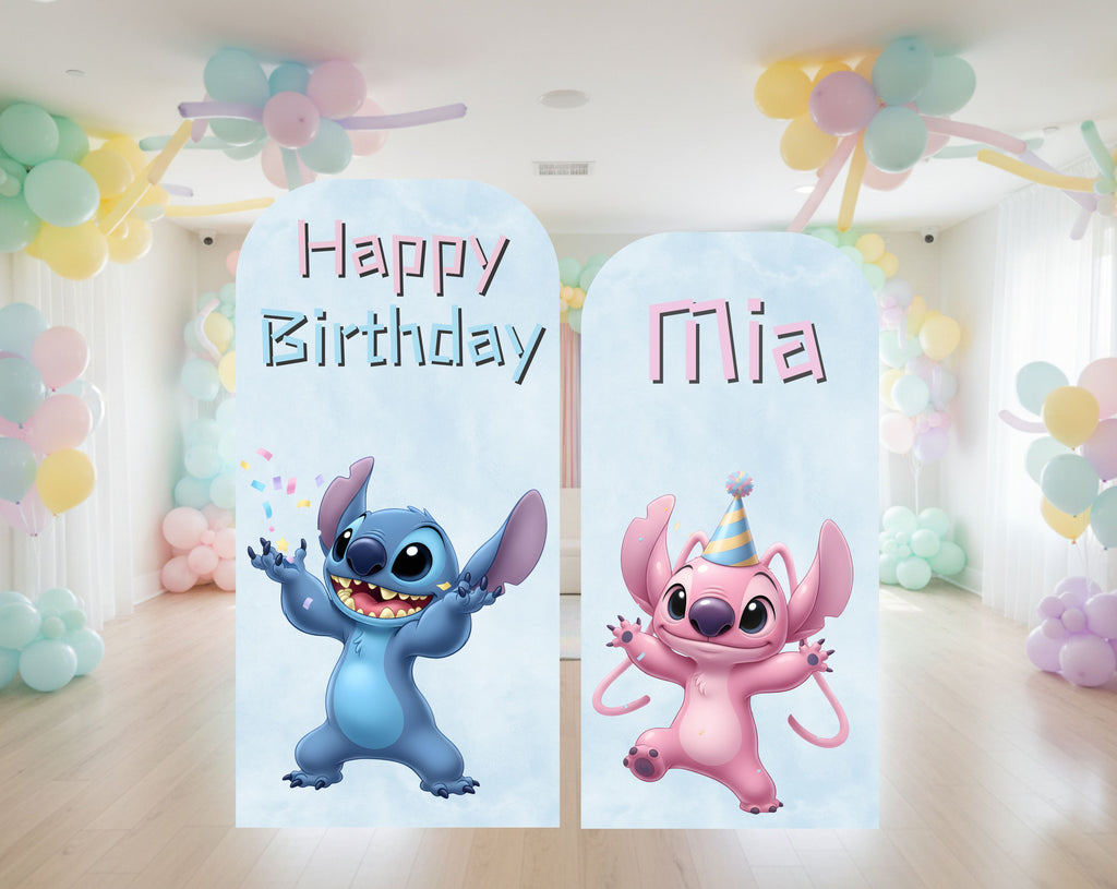 Custom Blue Alien Birthday Backdrop & Cutouts | Personalized Kawaii Party Decorations