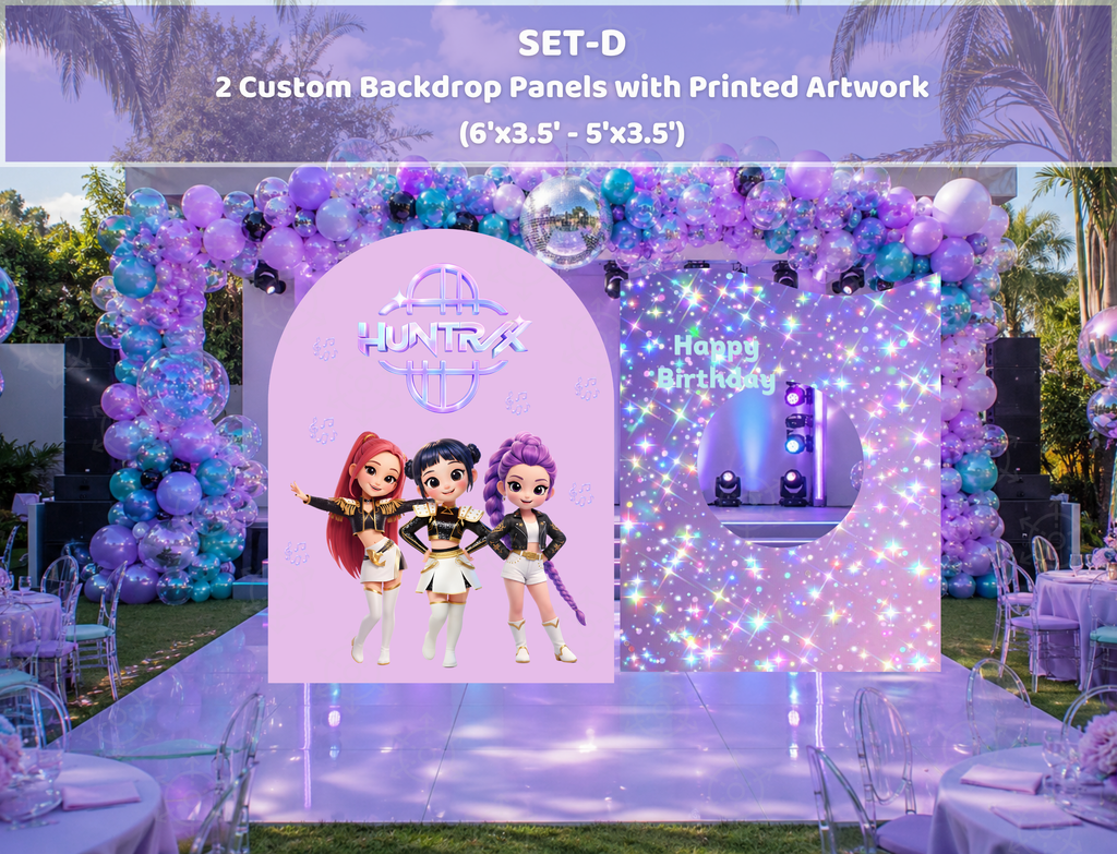 Chibi Teen Idol Party Backdrop & Standee Cutouts | Personalized Concert Birthday Decorations