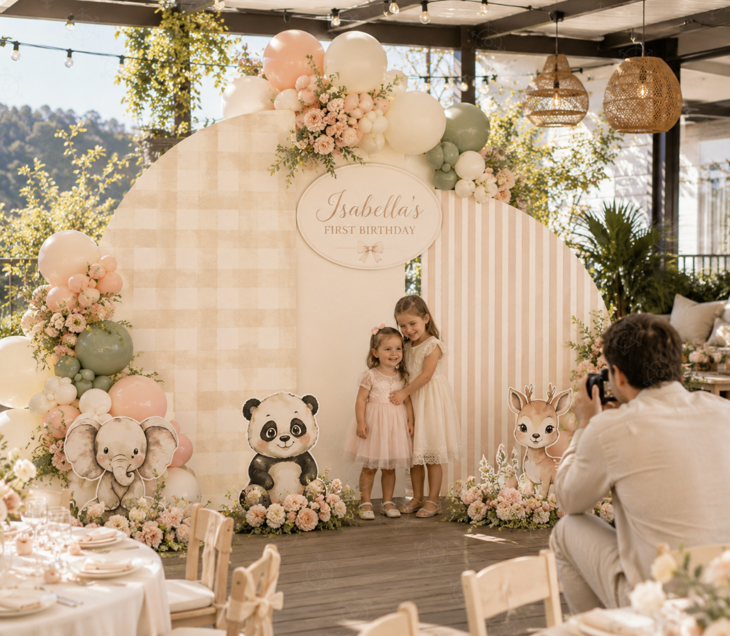 Personalized Little Animal Friends Backdrop & Cutouts | Neutral Baby Shower & First Birthday Decorations