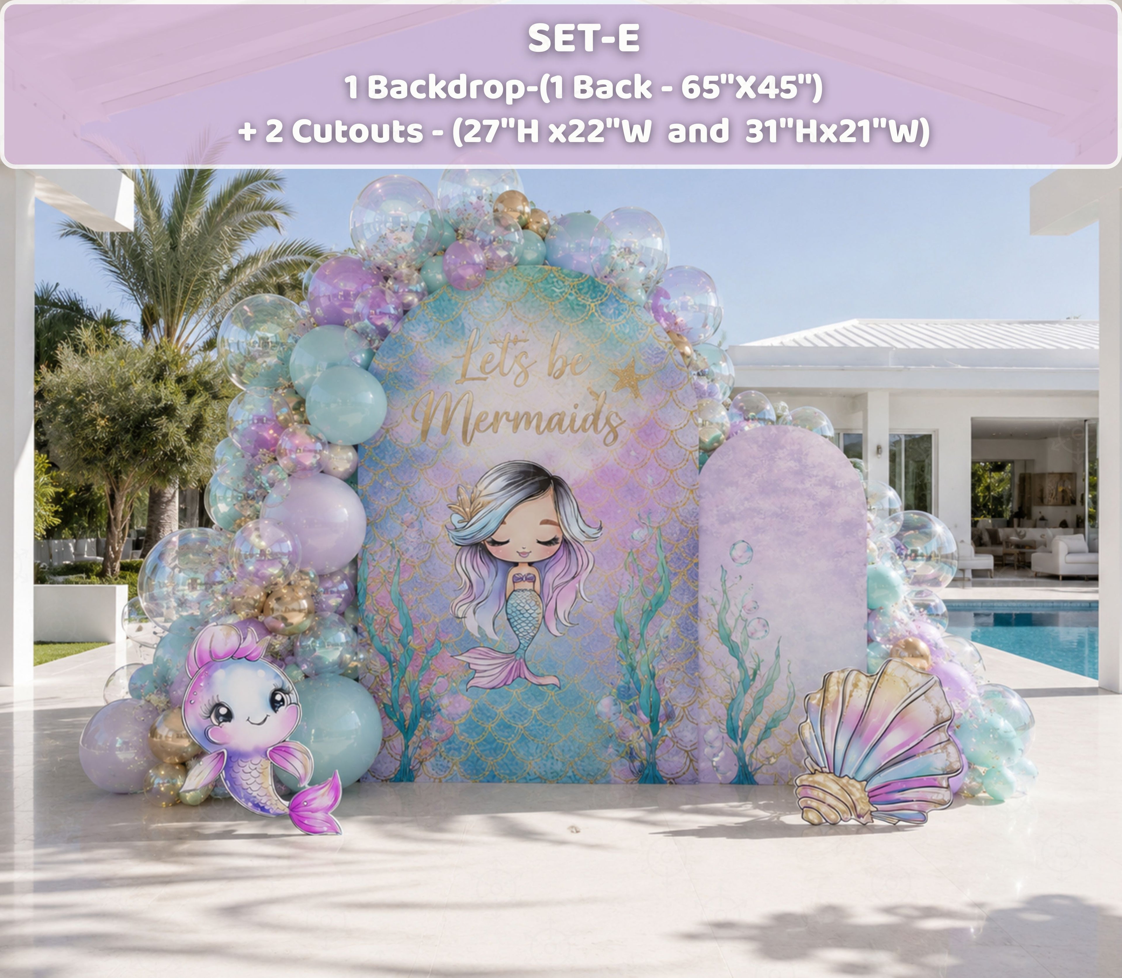 Ocean Princess Party Decorations | Personalized Mermaid Birthday Backdrop Set | Luxury Under the Sea Decor