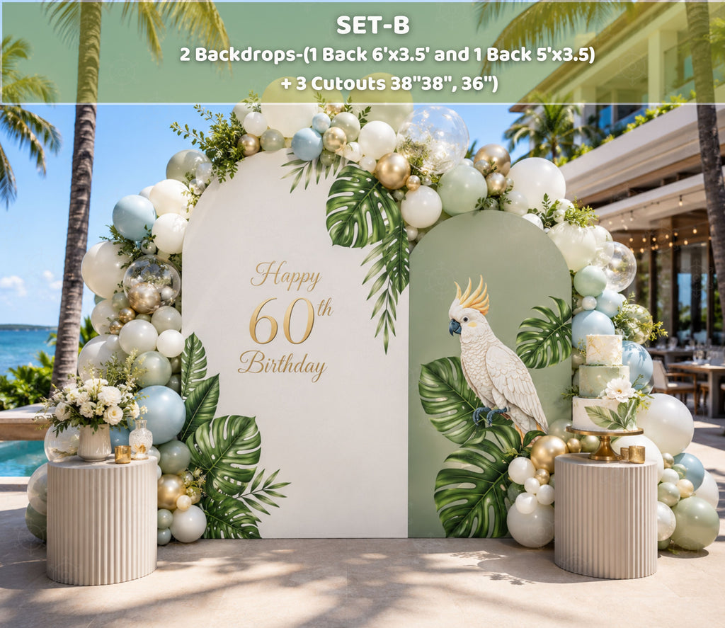 Tropical Birds Birthday Decorations | Personalized Backdrop & Party Sets