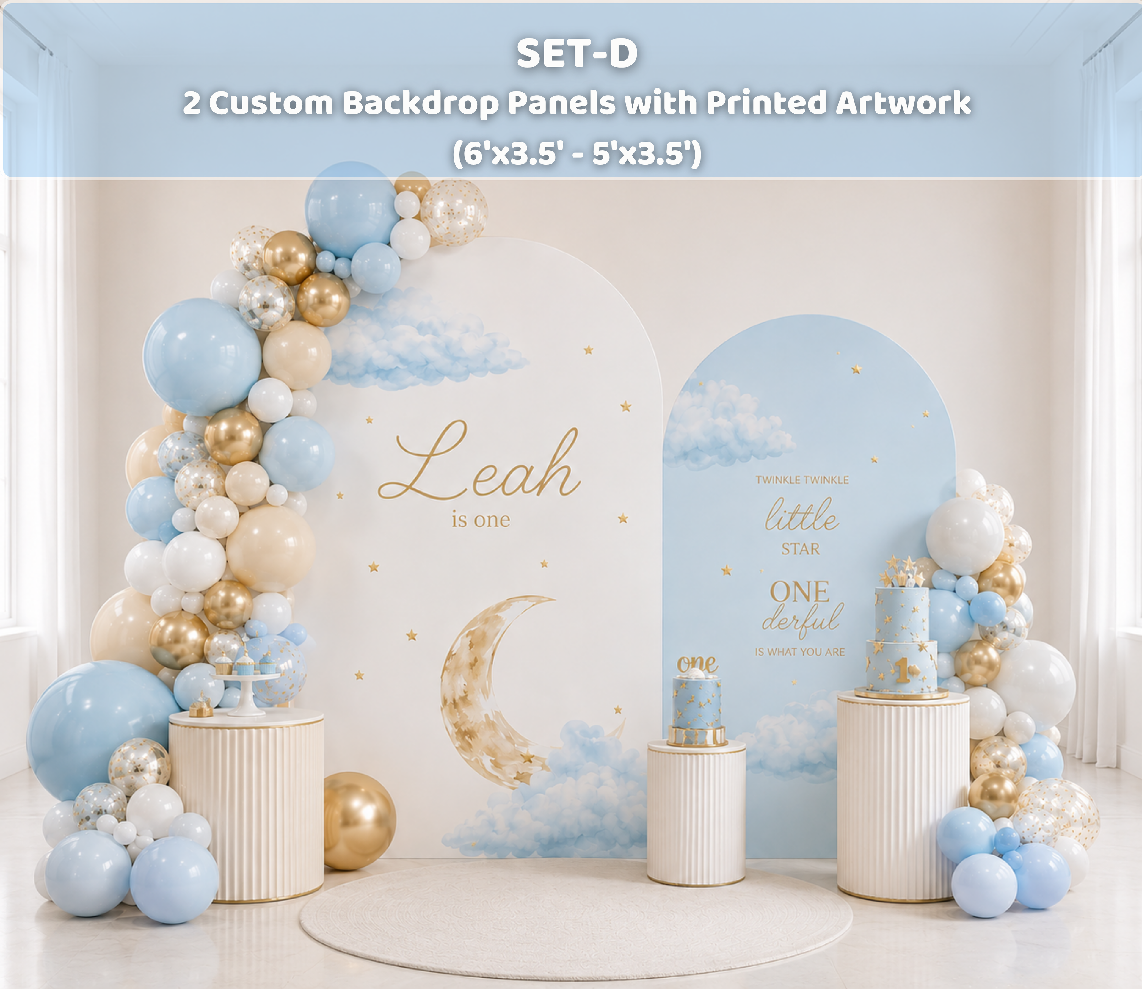 Personalized Heaven Sent Baby Shower Decorations | Celestial Moon & Stars Backdrop & Cutouts | Cloud Baby Boy Party Decor (Copy)