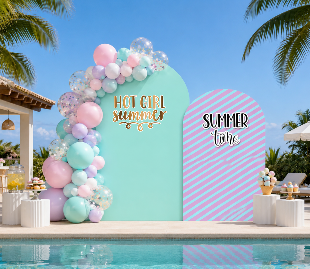 Personalized Summer Birthday Backdrop & Cutouts | Kids Party Decorations